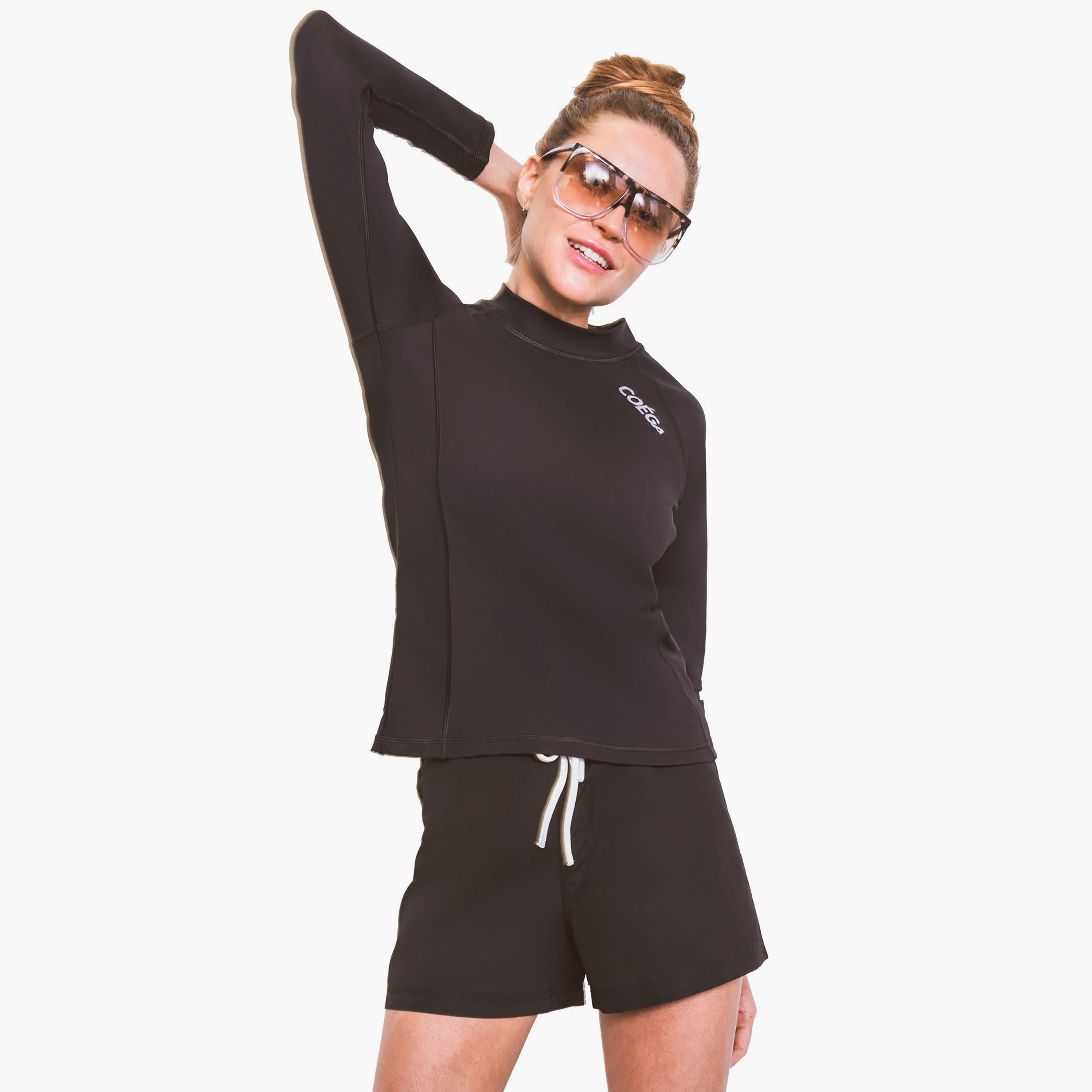  راش جارد بأكمام طويلة للنساء مع لون اسود من كويغا-women-clothing-swimandbeach-swimsuits-image-1
