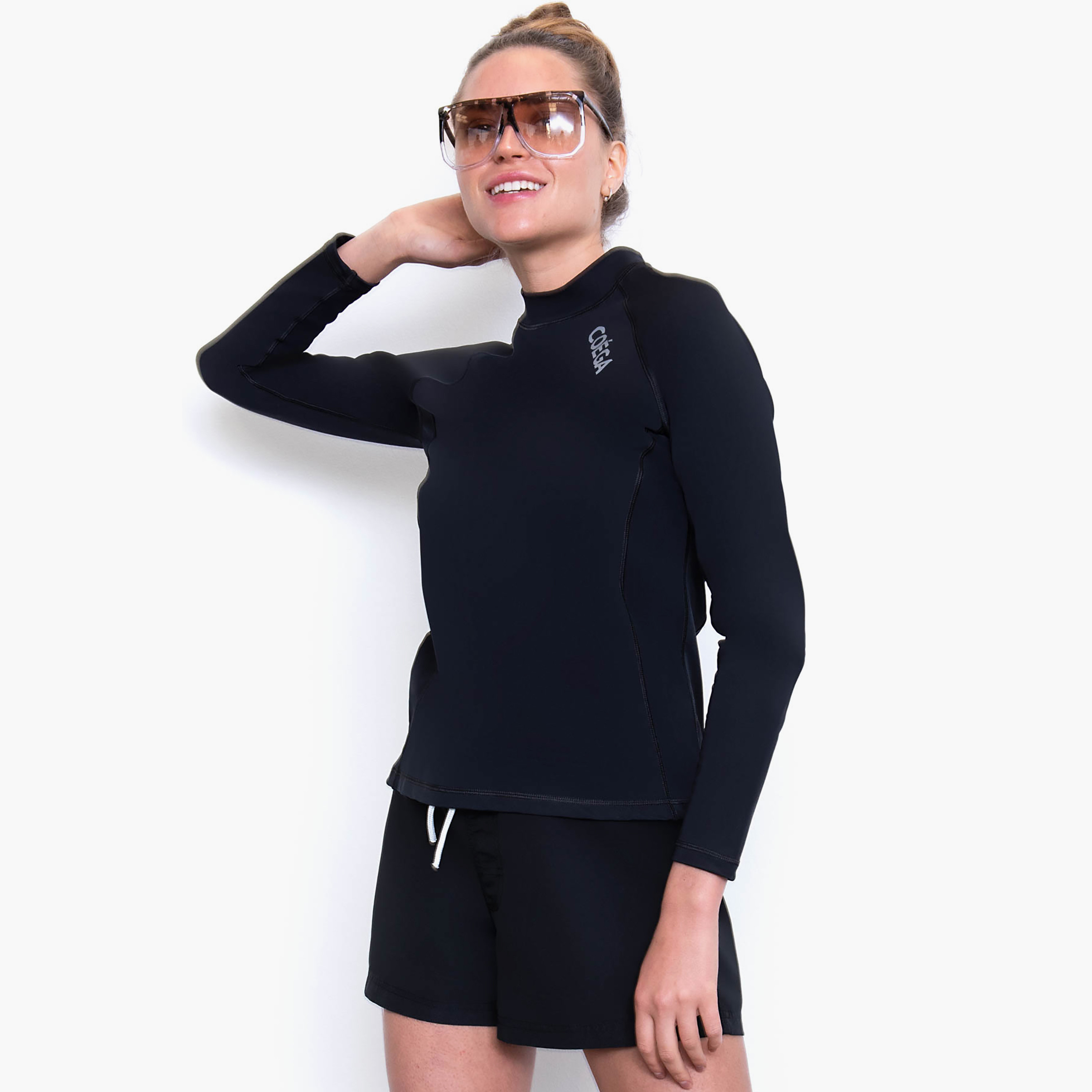 Coega Women Rash Guard Long Sleeve, Black-women-clothing-swimandbeach-swimsuits-image-3