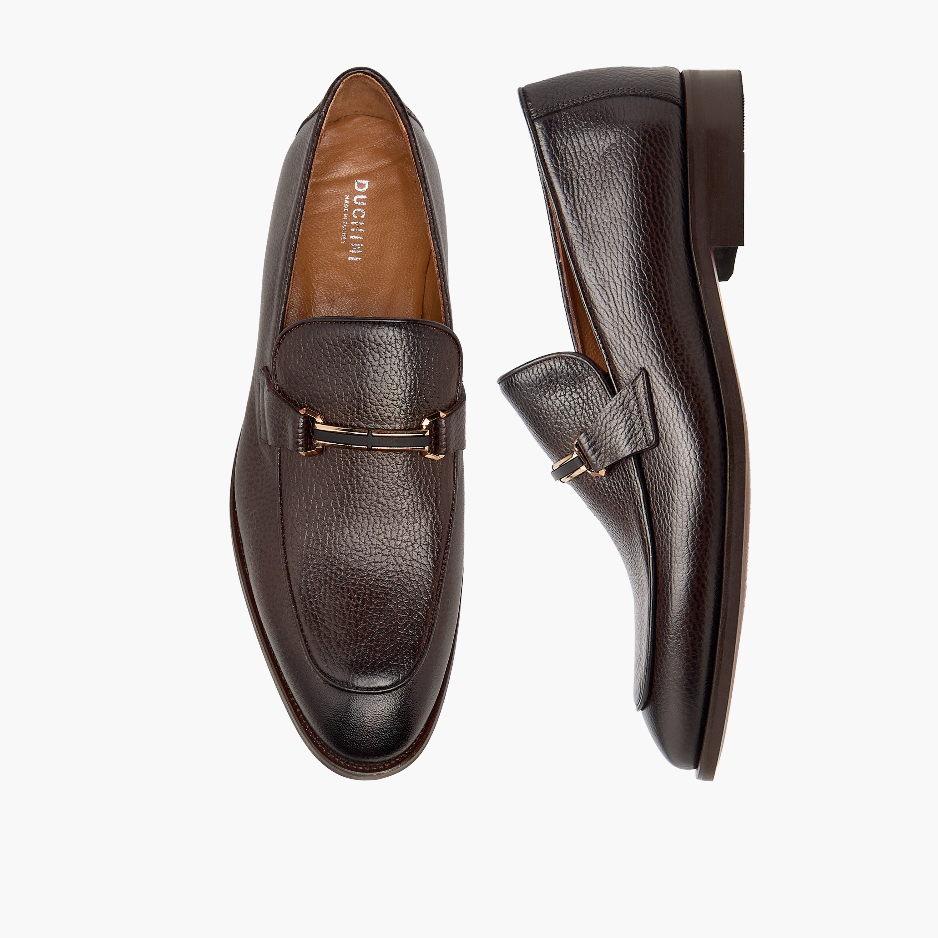 Duchini Men Metal Accent Genuine Leather Loafers-men-shoes-loafersandmoccasins-image-1