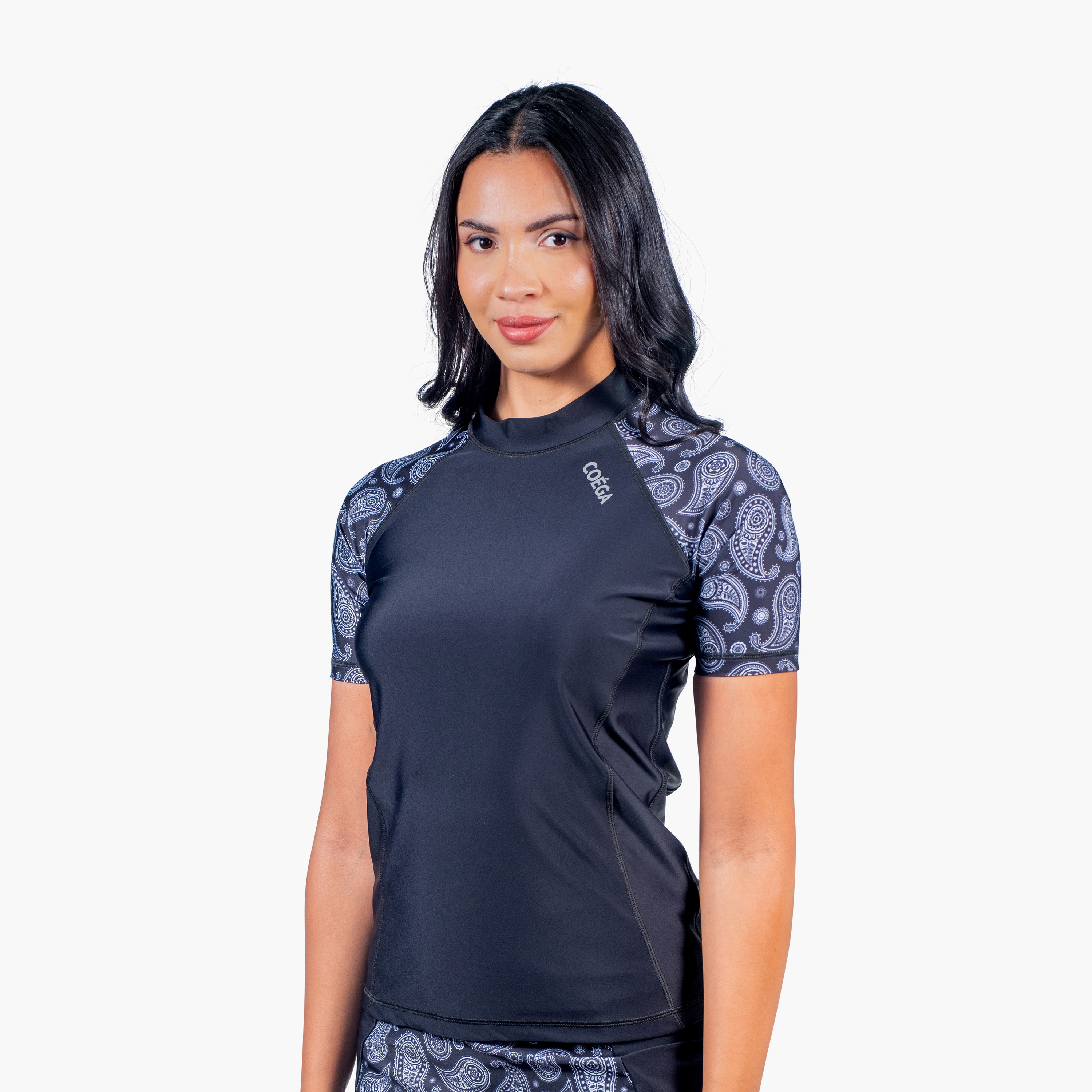 COEGA Women's Rashguard Short Sleeve, Nero Paisley-women-clothing-swimandbeach-swimsuits-image-1