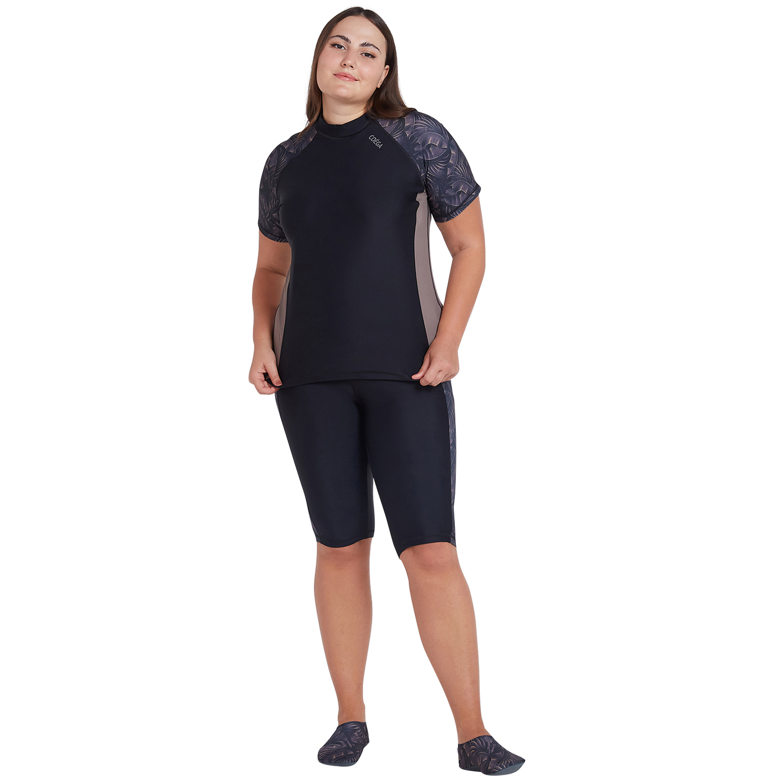 Coega Women's Short Sleeve Rashguard - Nero Silver Tropical-women-clothing-swimandbeach-swimsuits-image-2