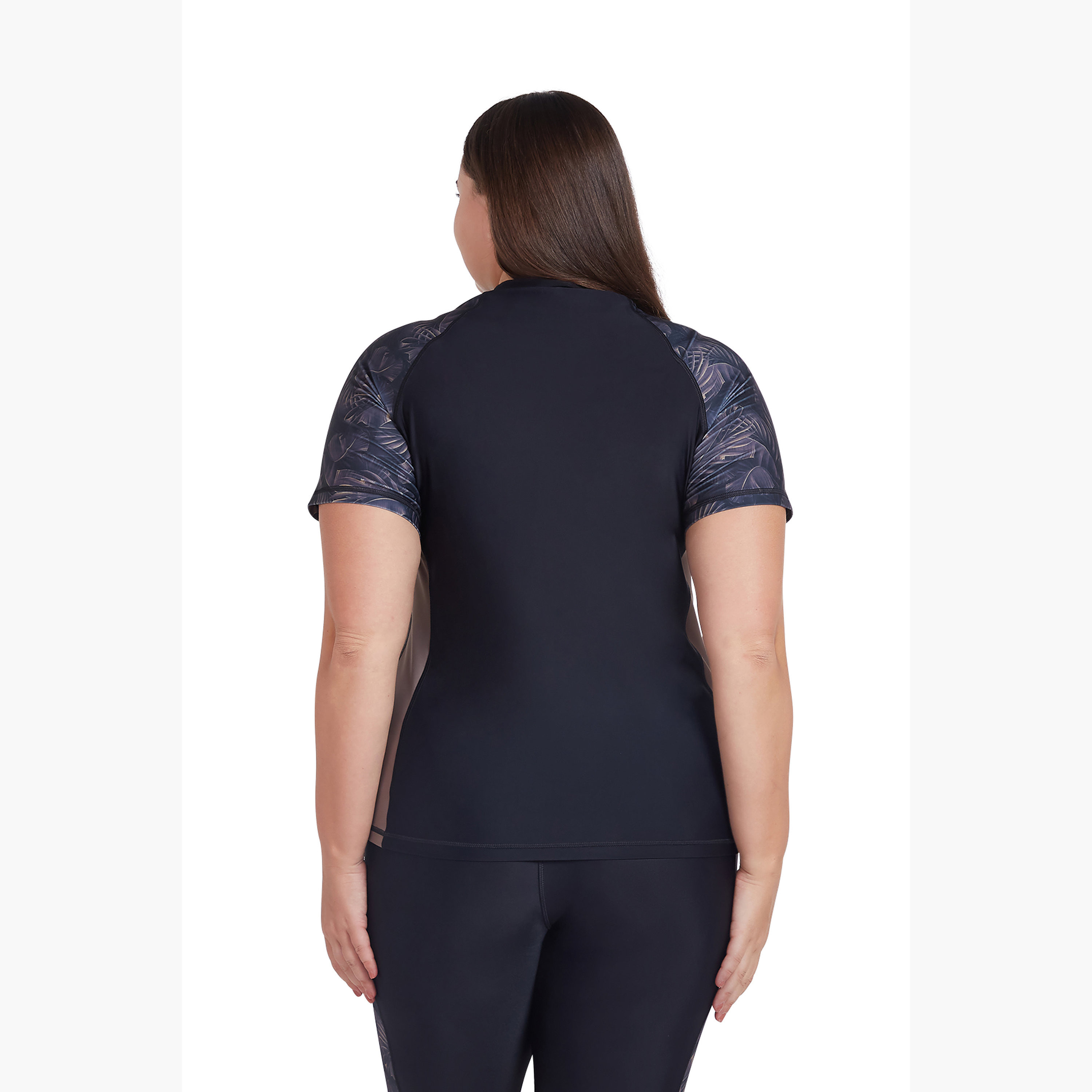 Coega Women's Short Sleeve Rashguard - Nero Silver Tropical-women-clothing-swimandbeach-swimsuits-image-4