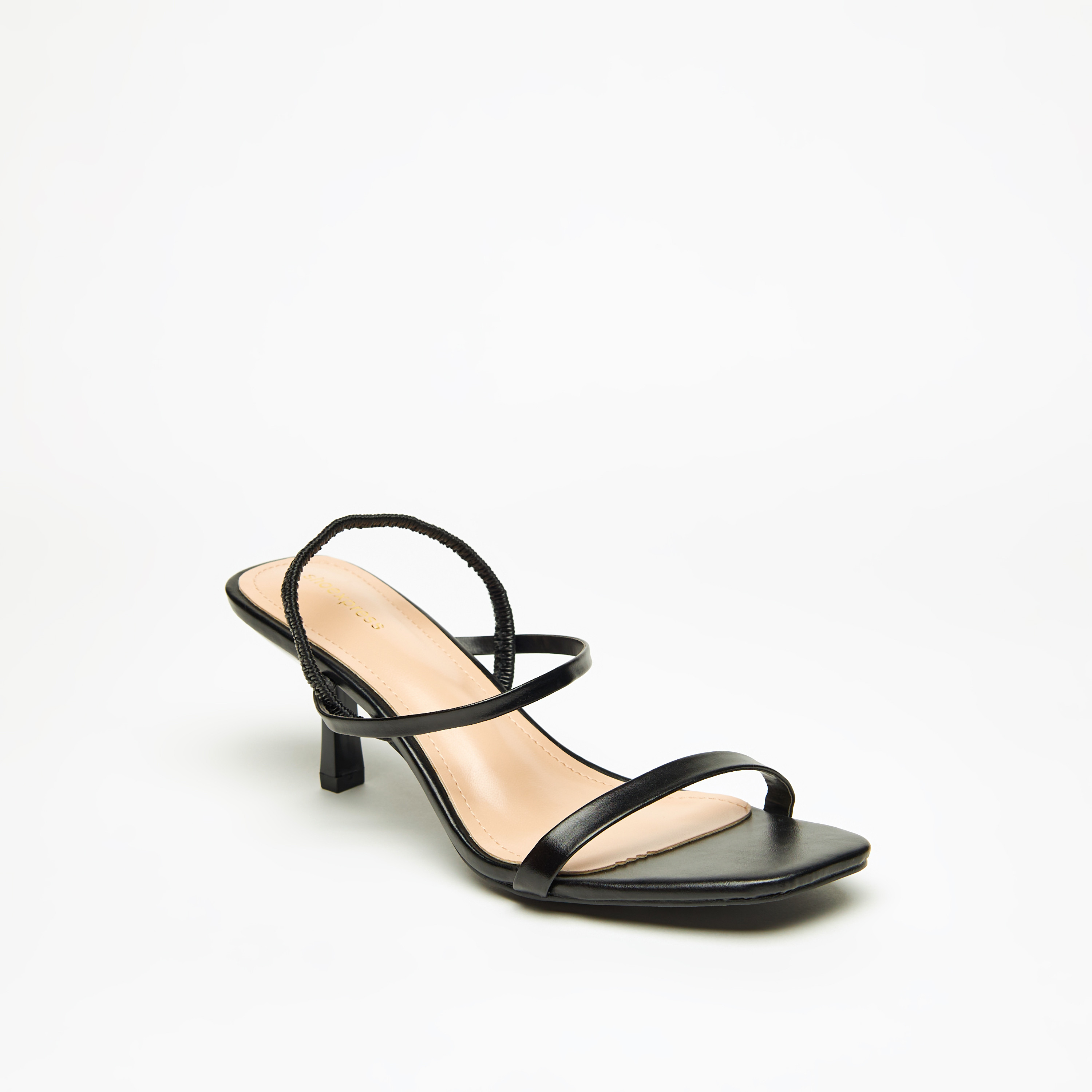 Kitten heel black discount sandals