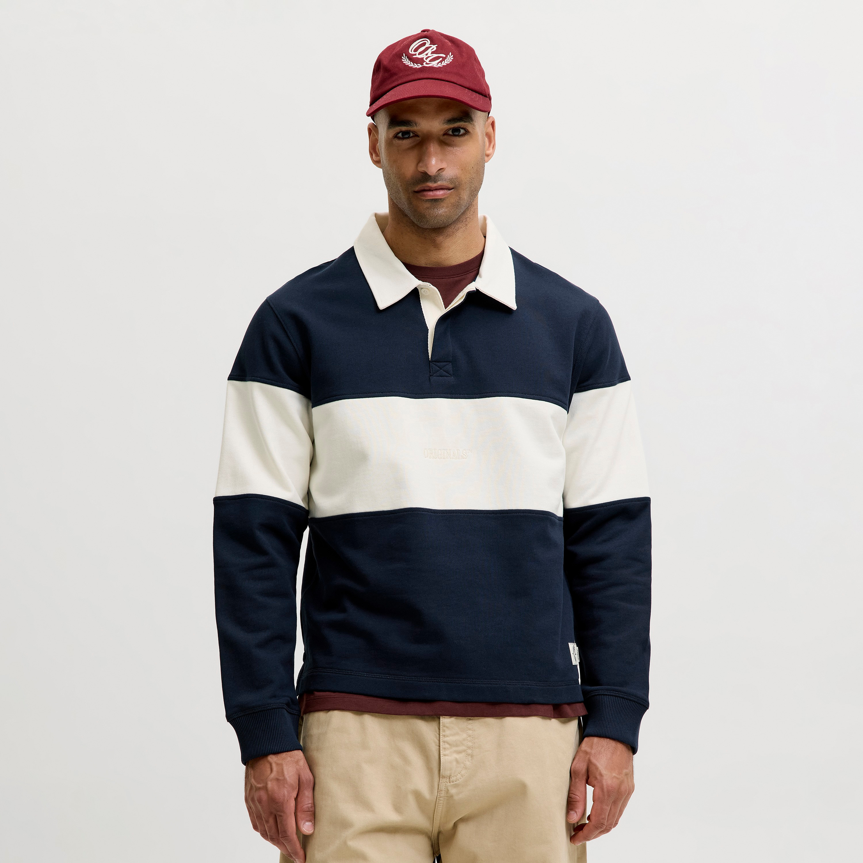 بلوفر مخطط رجالي بياقة وأكمام طويلة من جاك آند جونز-men-clothing-sweatersandpullovers-image-1