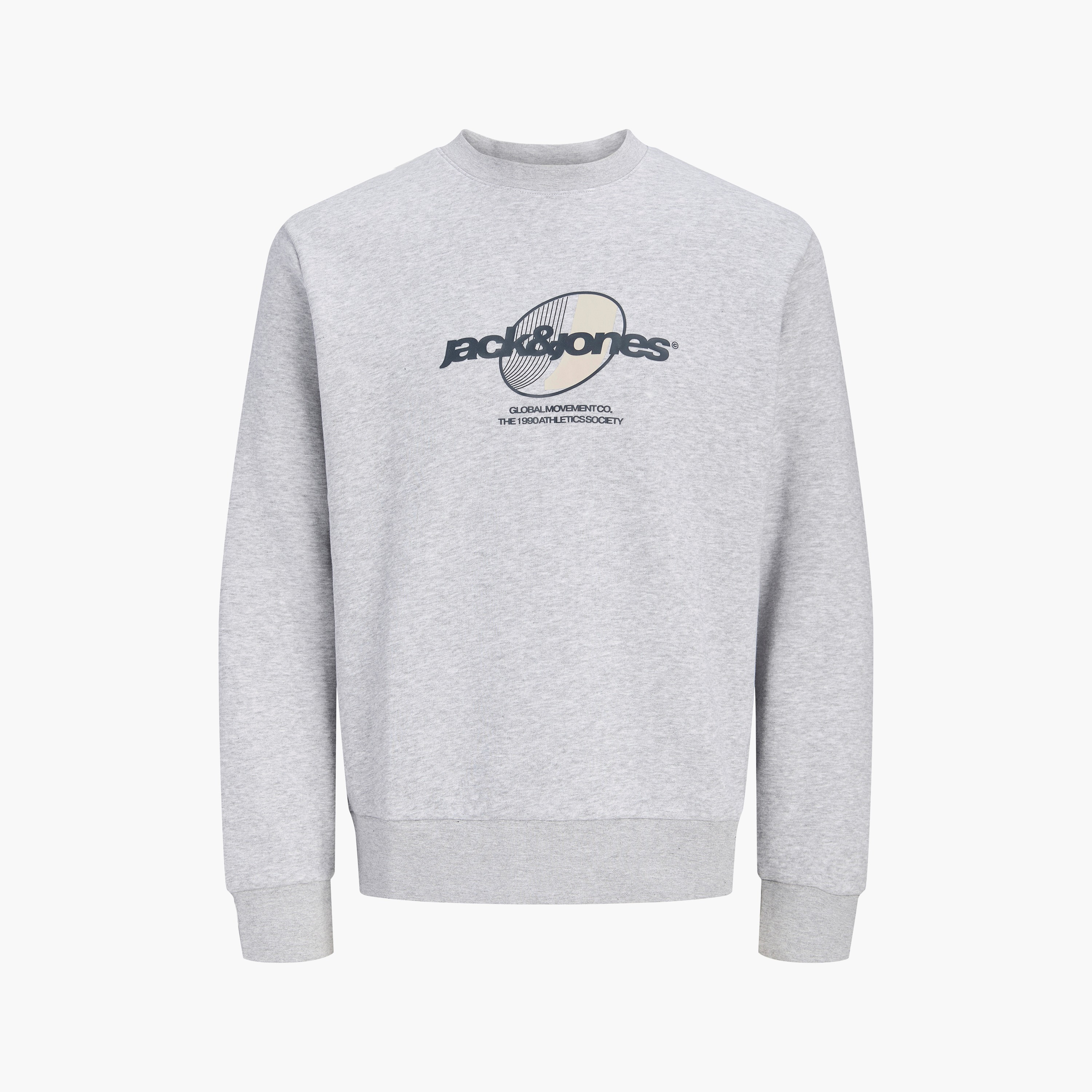 سويت شيرت مطبوع برقبة مستديرة وأكمام طويلة رجالي من جاك آند جونز-men-winterwear-hoodiesandsweatshirts-image-7