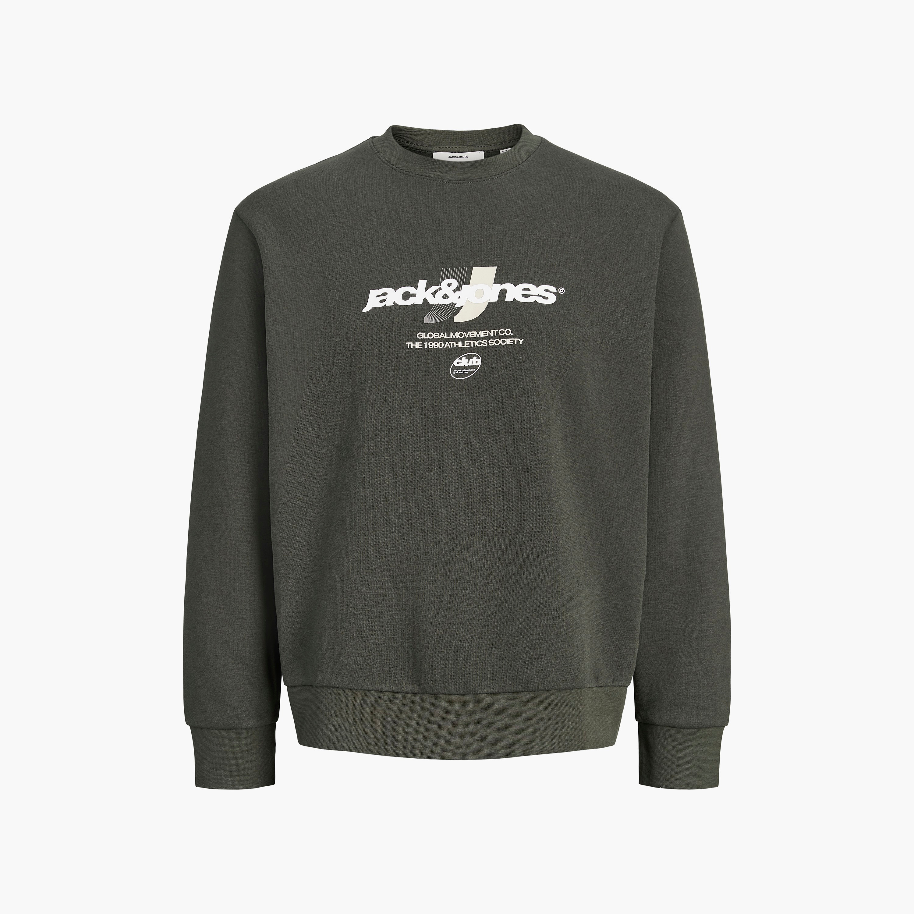سويت شيرت مطبوع برقبة مستديرة وأكمام طويلة رجالي من جاك آند جونز-men-winterwear-hoodiesandsweatshirts-image-15