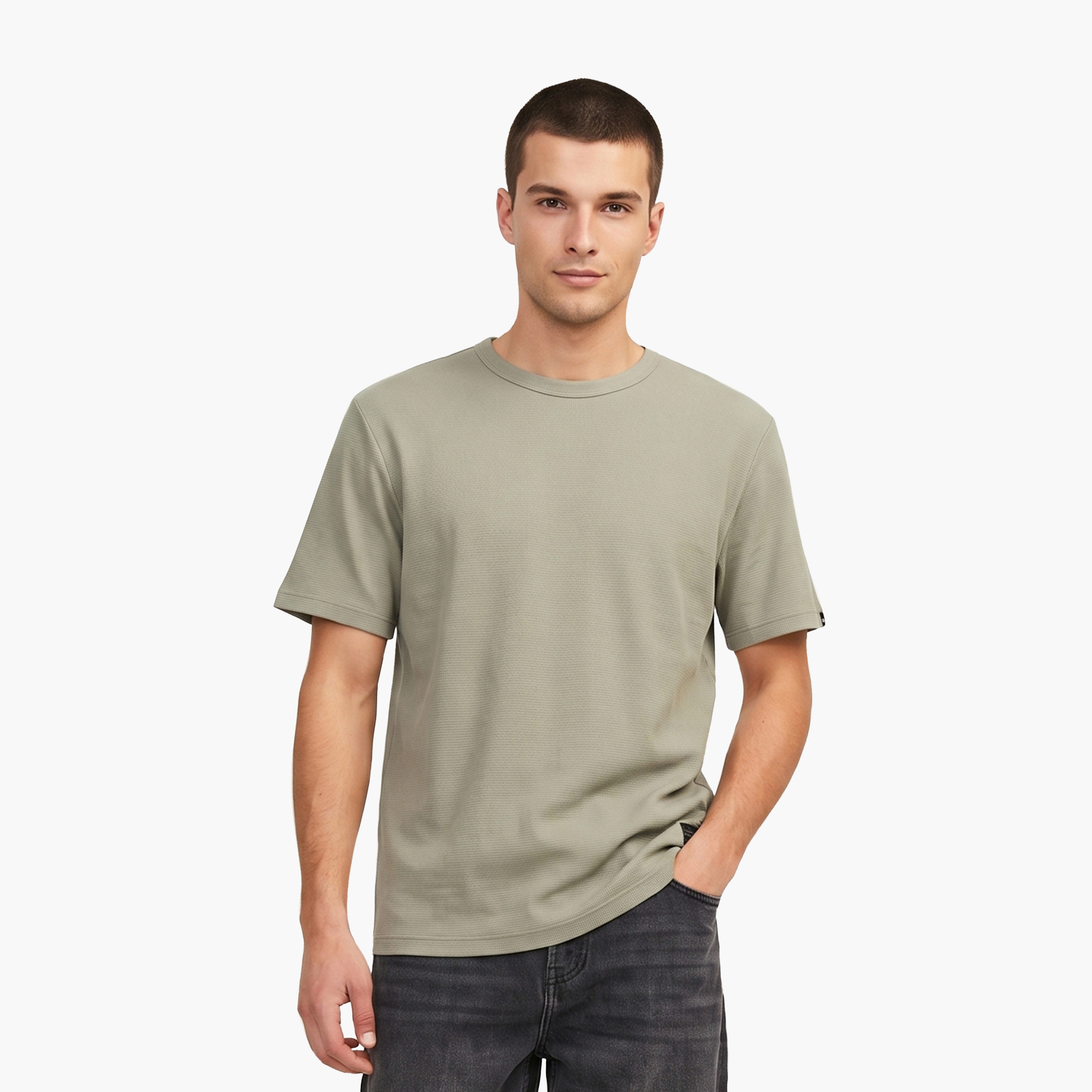 Jack & Jones Plain Crew Neck Short Sleeves Men's T-Shirt-men-clothing-tshirtsandpolos-tshirts-image-1