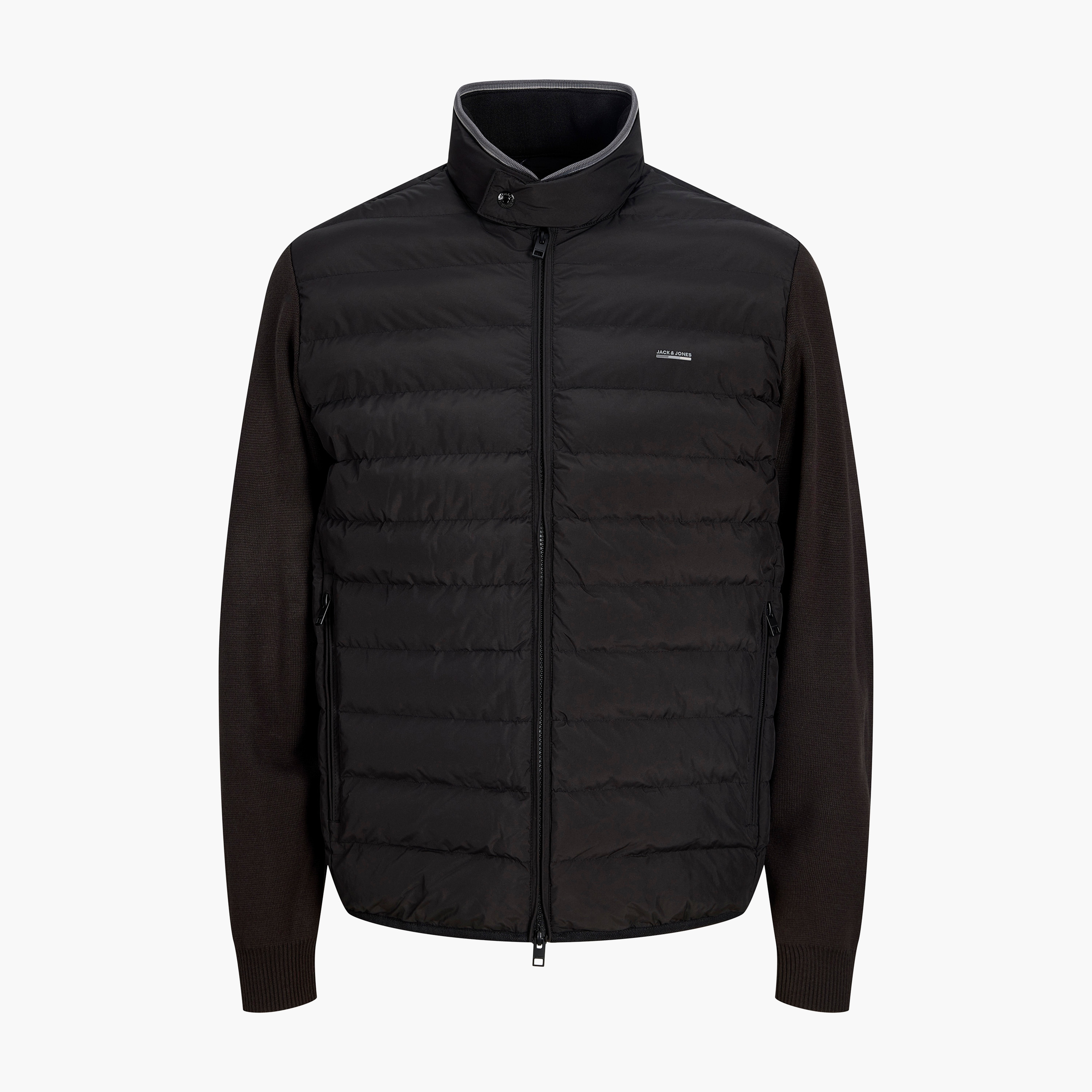 جاكيت بافر سادة برقبة ستان مرتفعة وأكمام طويلة للرجال من جاك آند جونز-men-clothing-jacketsandblazers-jackets-image-6