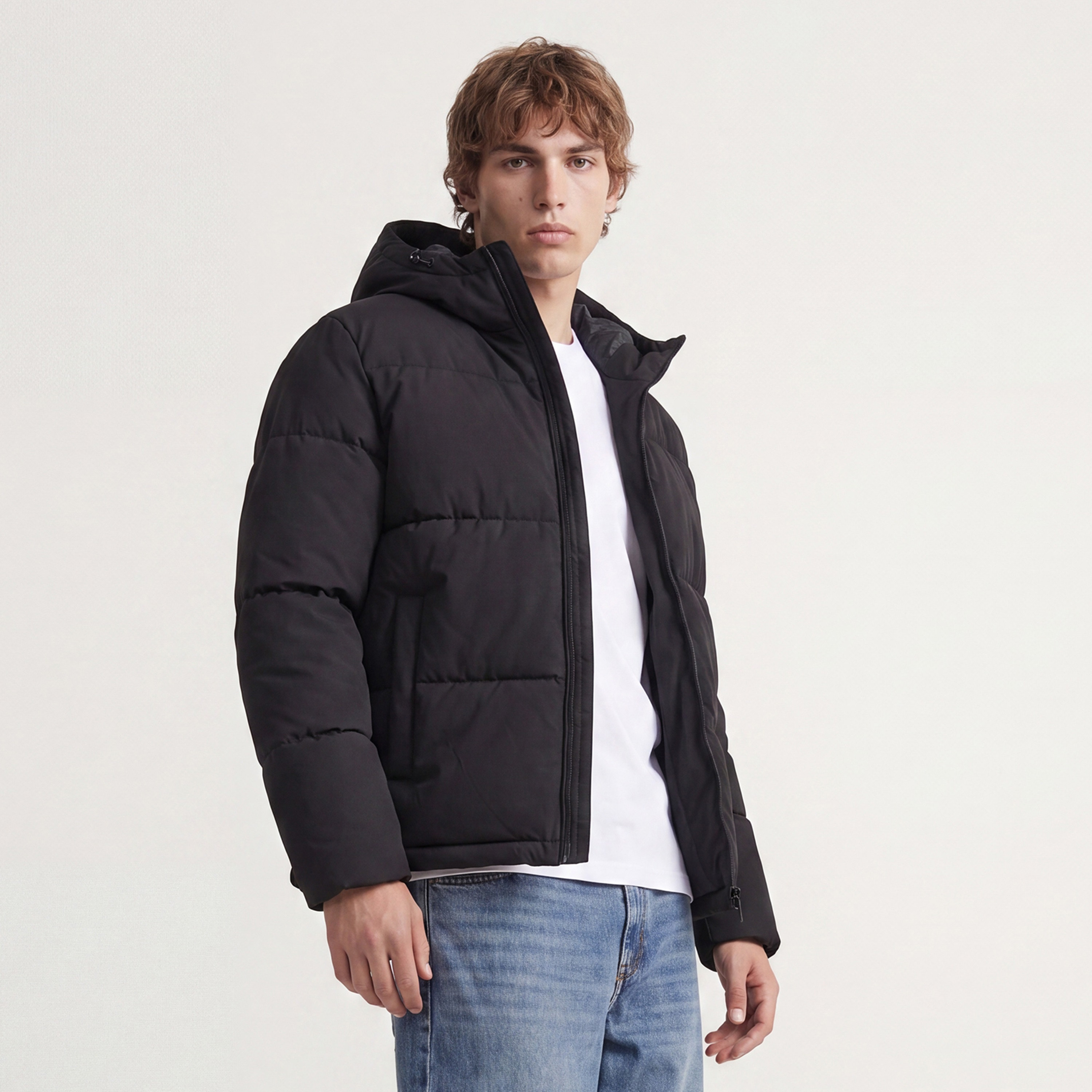جاكيت بافر رجالي سادة برقبة هودي وأكمام طويلة من جاك آند جونز-men-clothing-jacketsandblazers-jackets-image-3