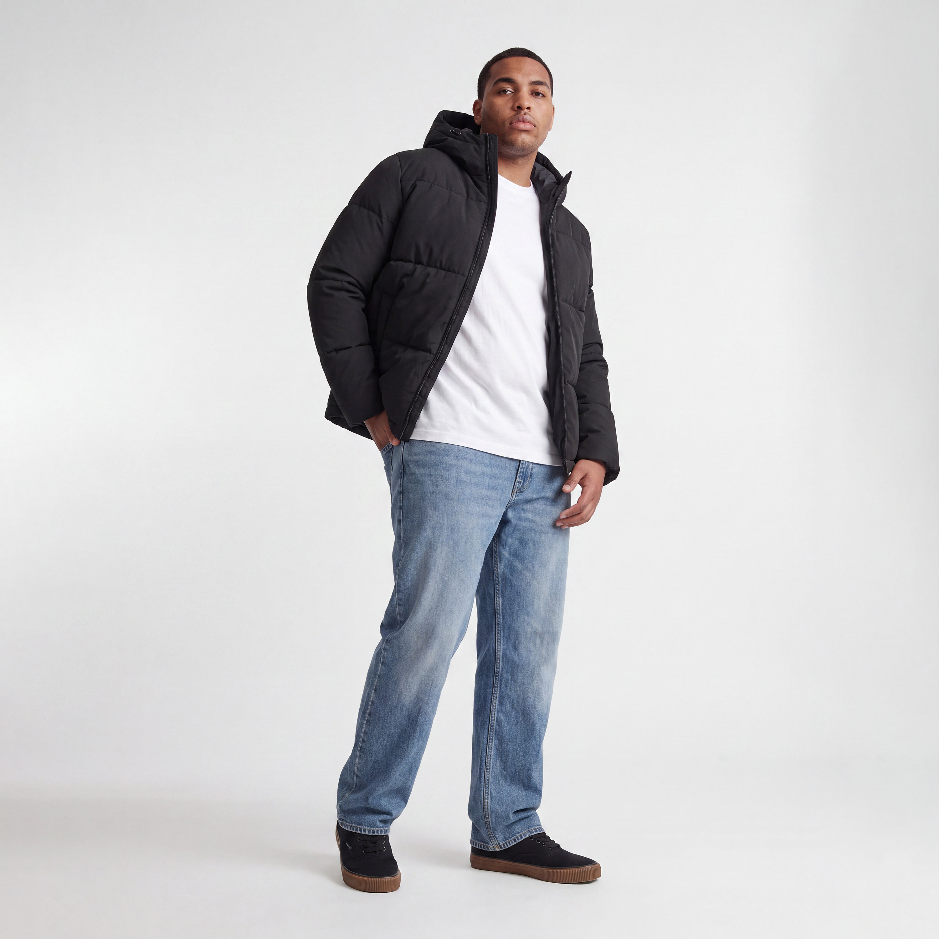 جاكيت بافر رجالي مقاس كبير سادة بأكمام طويلة وياقة بغطاء رأس من Jack & Jones-men-clothing-jacketsandblazers-jackets-image-2