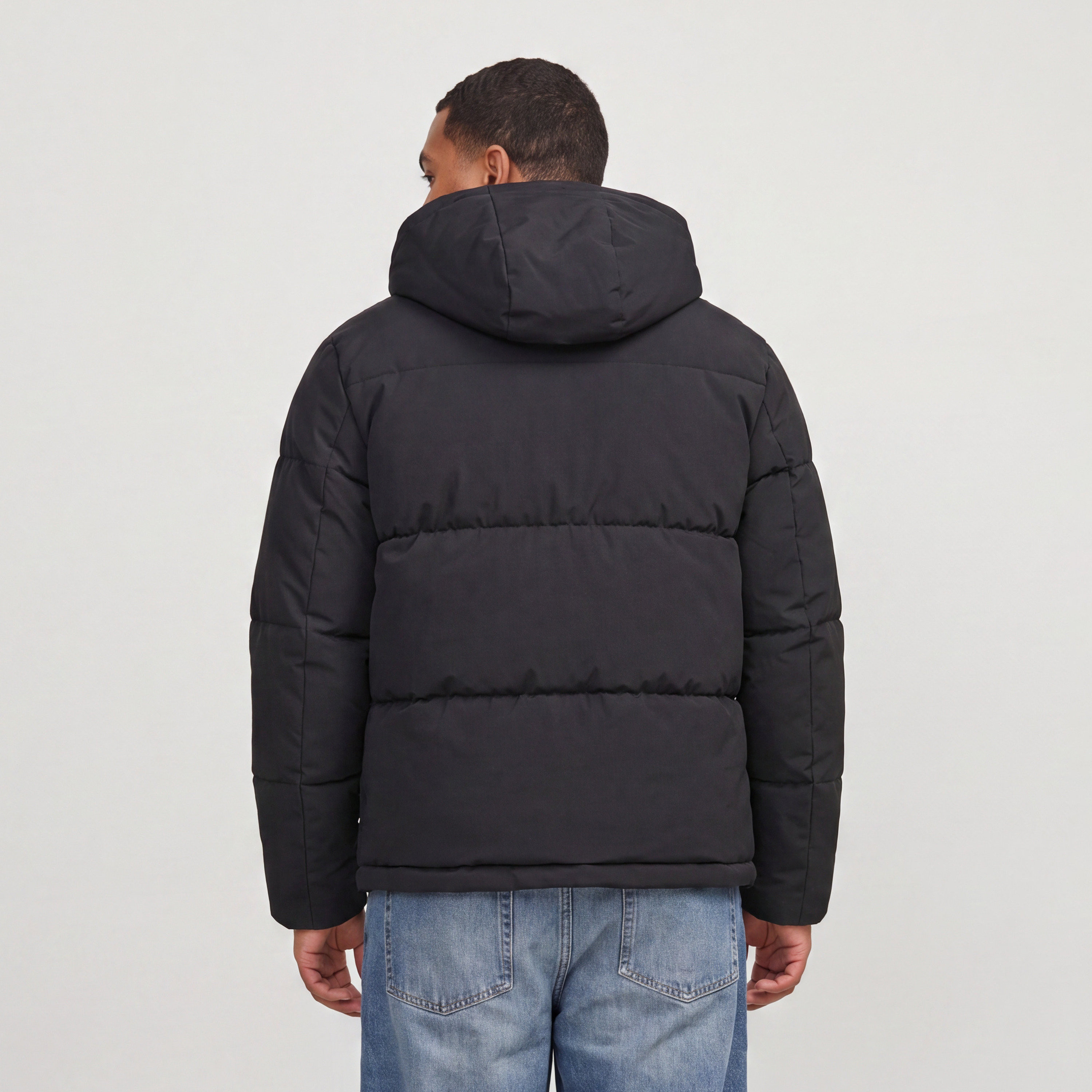 جاكيت بافر رجالي مقاس كبير سادة بأكمام طويلة وياقة بغطاء رأس من Jack & Jones-men-clothing-jacketsandblazers-jackets-image-3