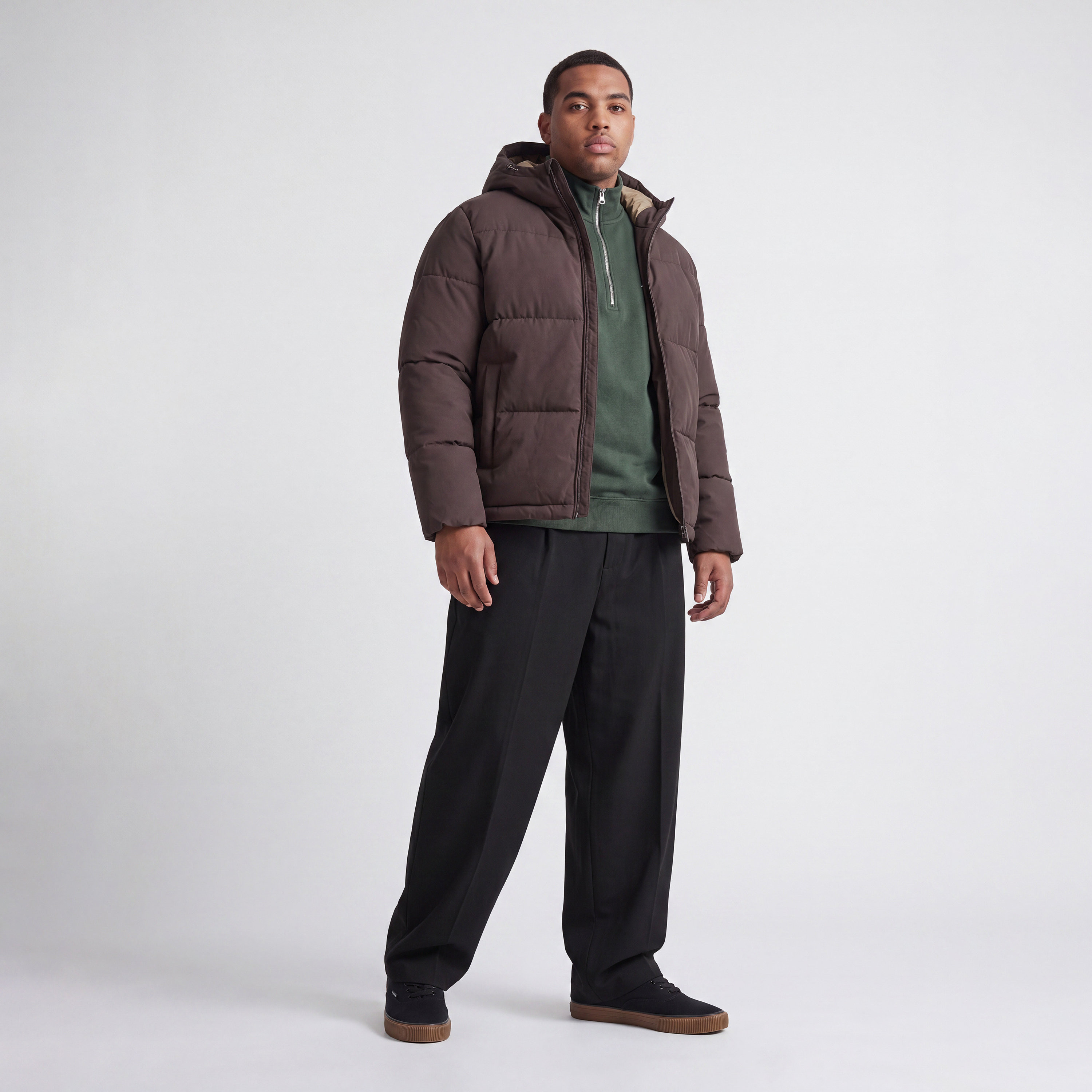 جاكيت بافر رجالي مقاس كبير سادة بأكمام طويلة وياقة بغطاء رأس من Jack & Jones-men-clothing-jacketsandblazers-jackets-image-2