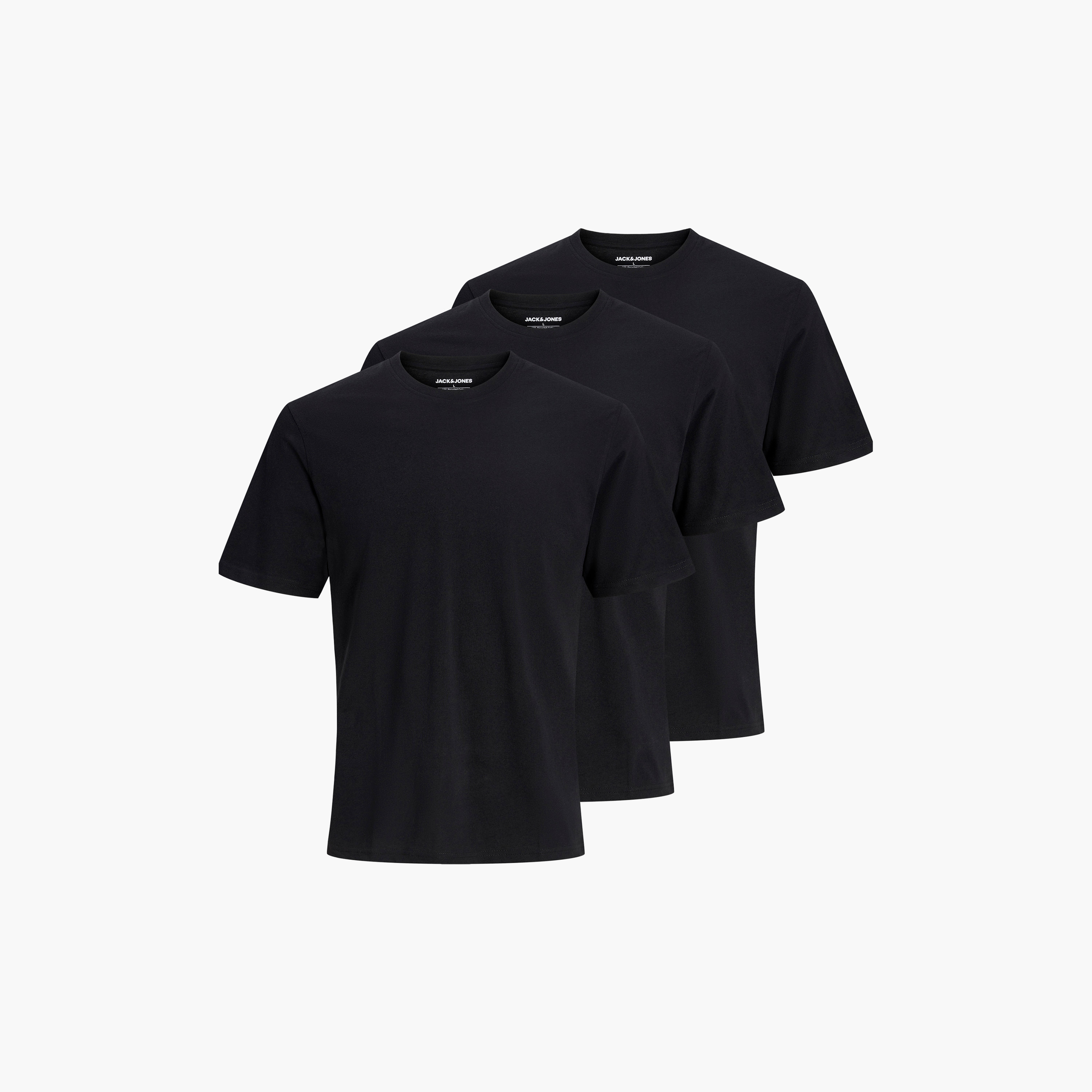 Jack & Jones Pack of 3 Plain Crew Neck Short Sleeves Men's T-Shirts-men-clothing-tshirtsandpolos-tshirts-image-1