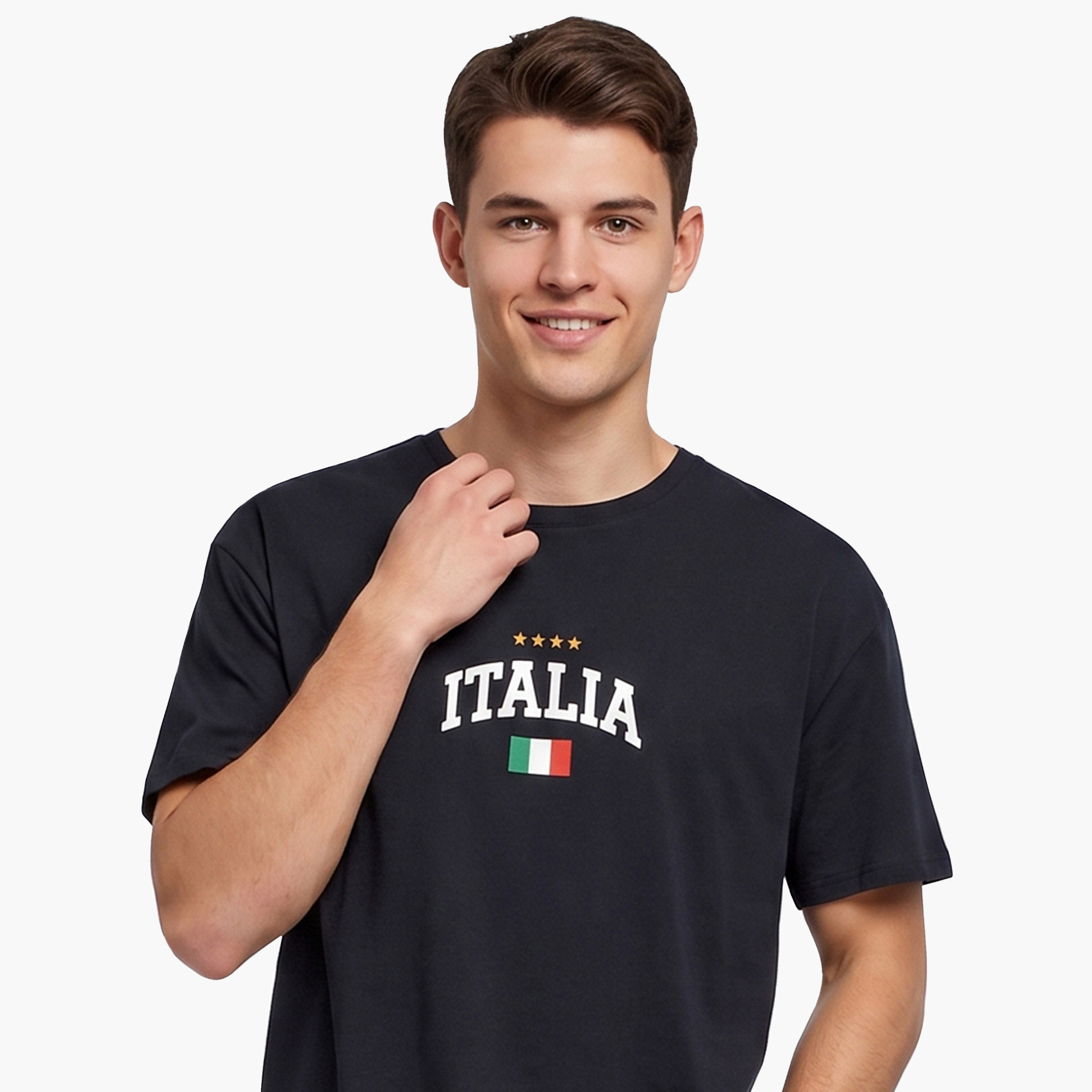 تي شيرت رجالي مطبوع بياقة دائرية وأكمام قصيرة من جاك اند جونز-women-clothing-tshirts-image-3