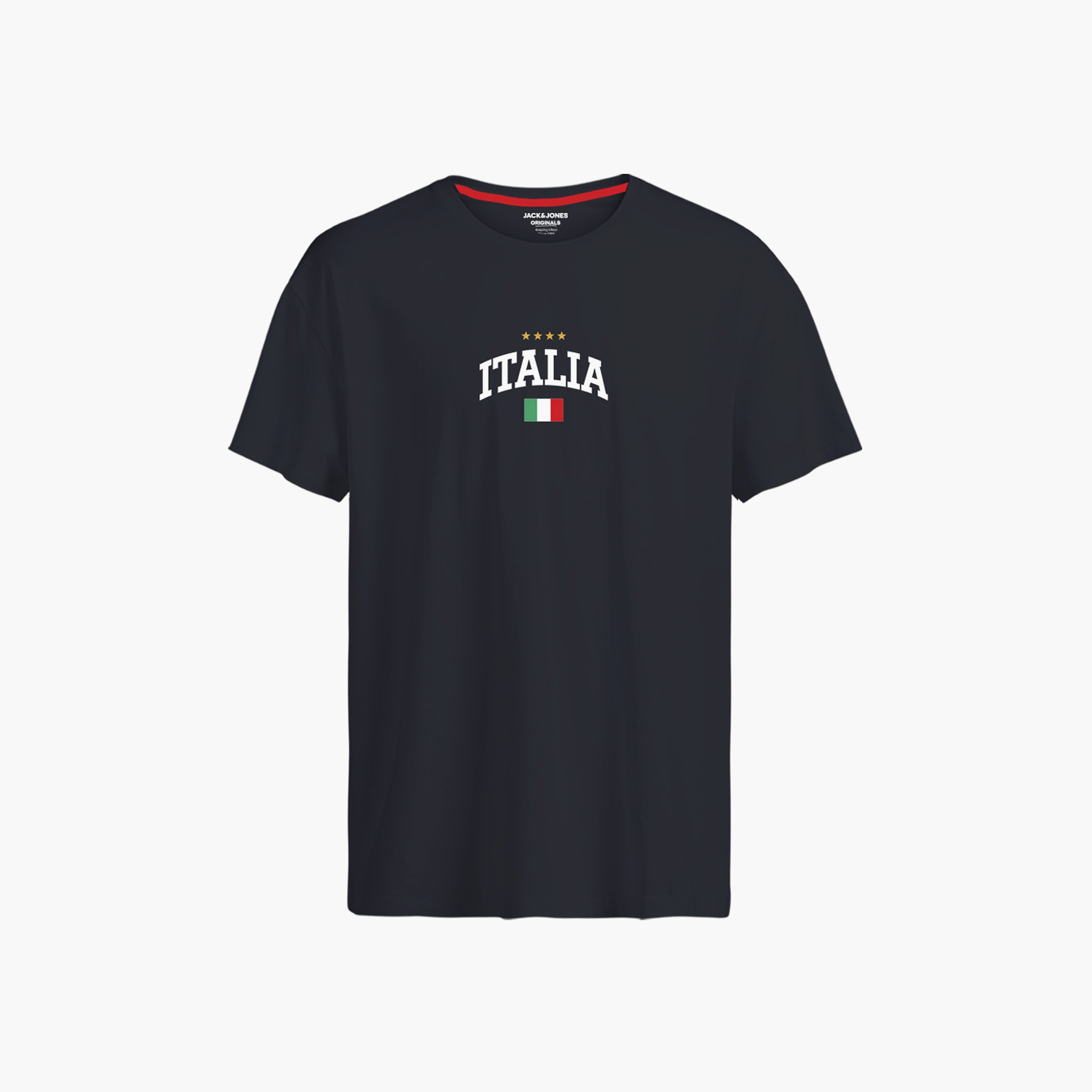 تي شيرت رجالي مطبوع بياقة دائرية وأكمام قصيرة من جاك اند جونز-women-clothing-tshirts-image-4