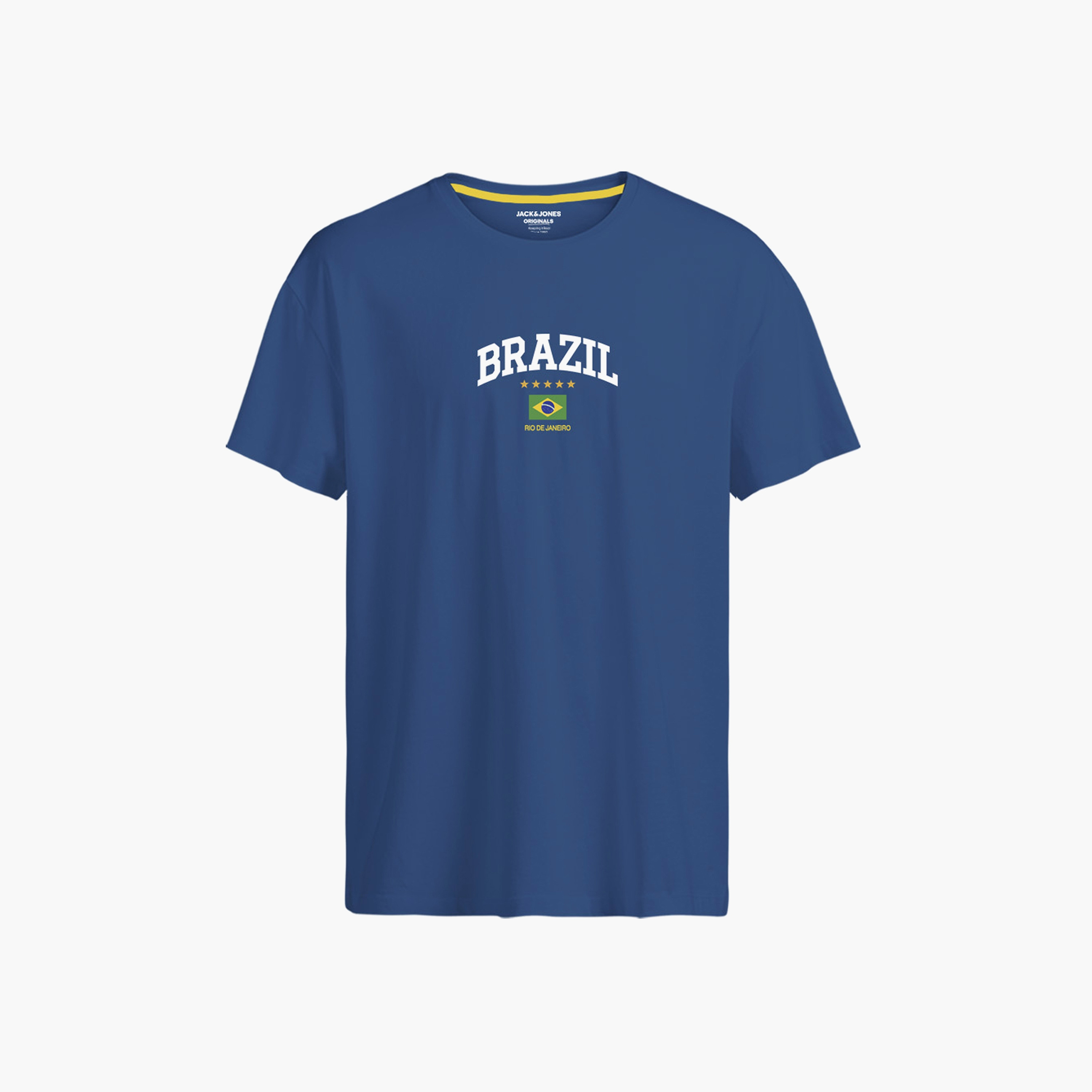 تي شيرت رجالي مطبوع بياقة دائرية وأكمام قصيرة من جاك اند جونز-women-clothing-tshirts-image-4