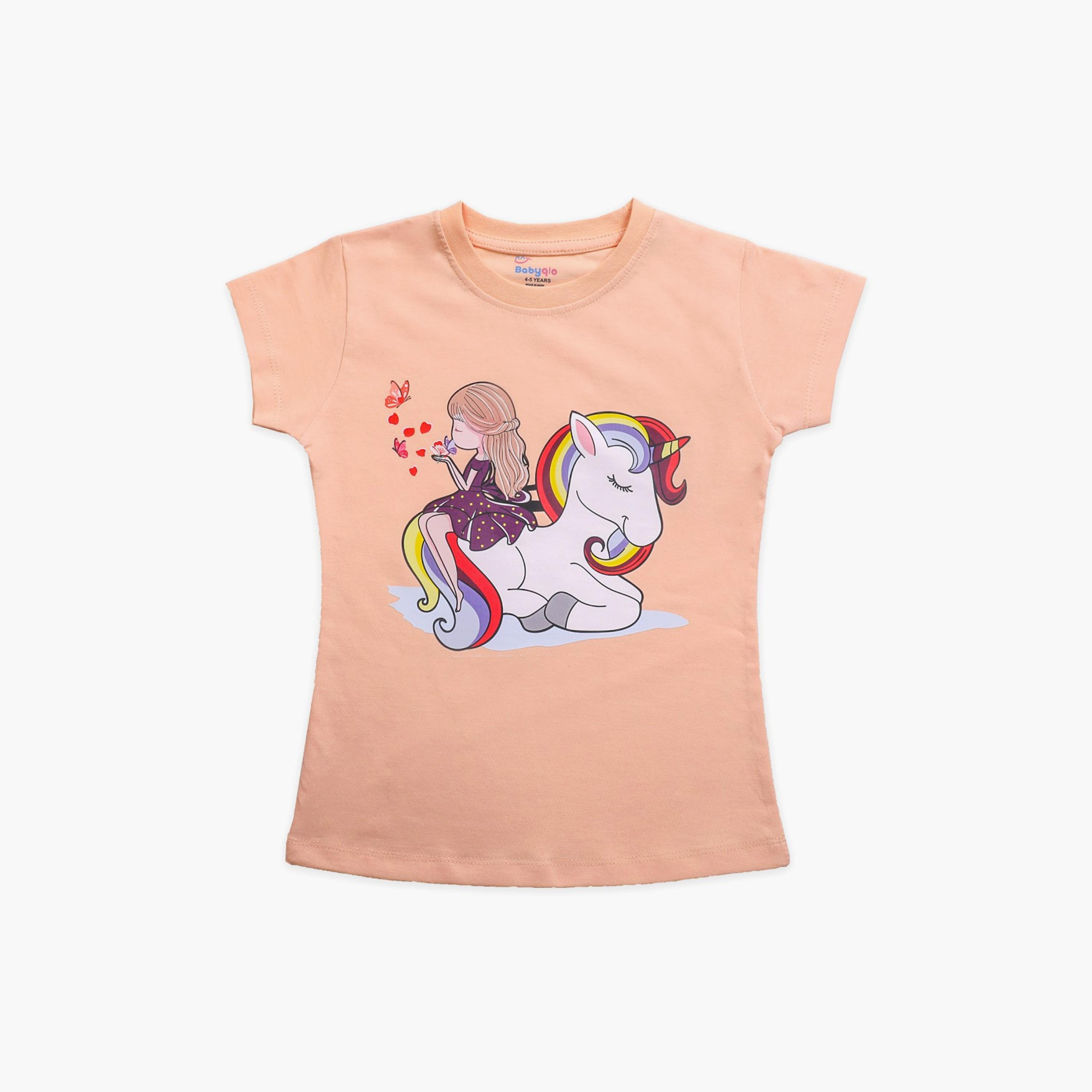 Babyqlo Cute Unicorn With Girl Printed Top-girls-clothing-tshirts-image-1