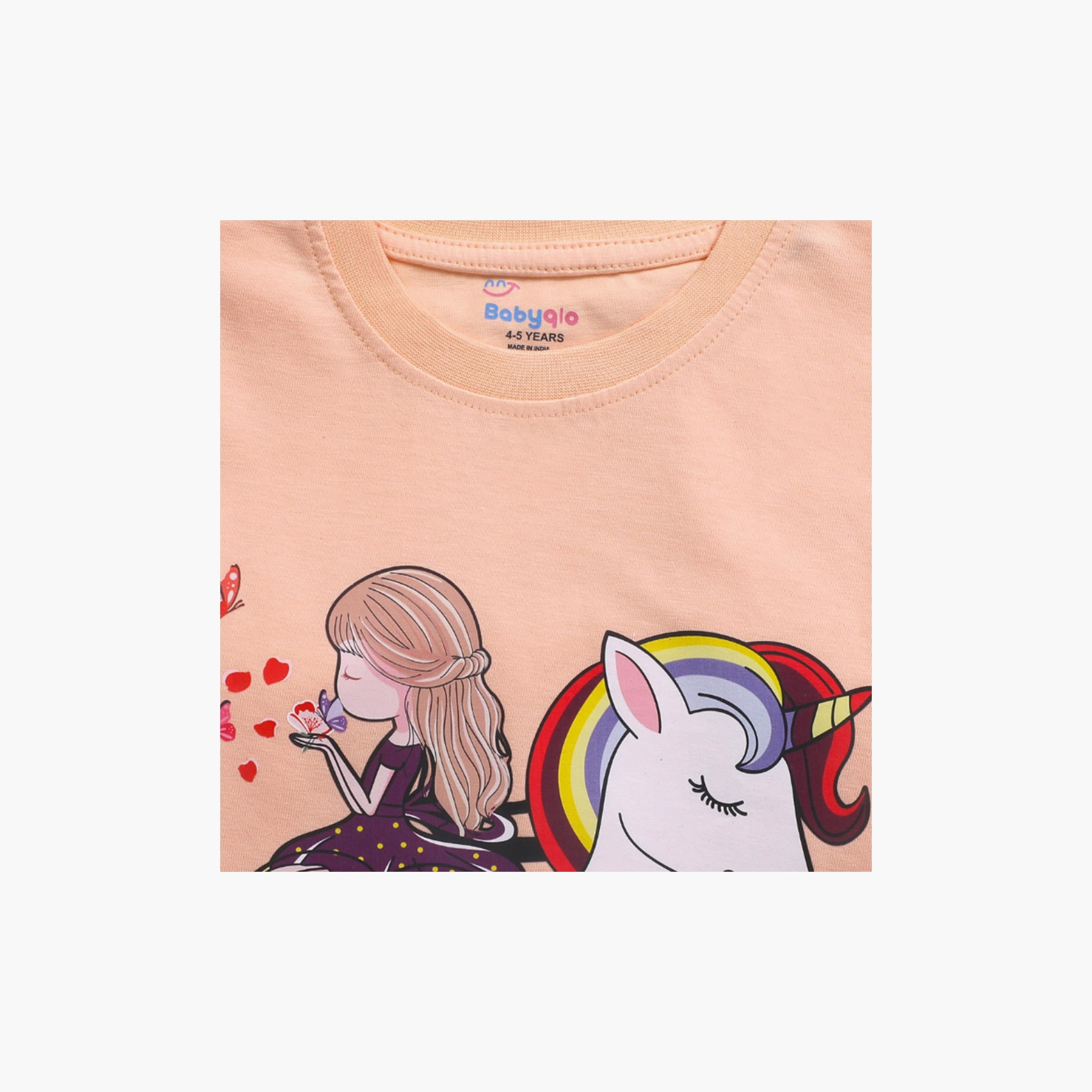Babyqlo Cute Unicorn With Girl Printed Top-girls-clothing-tshirts-image-3
