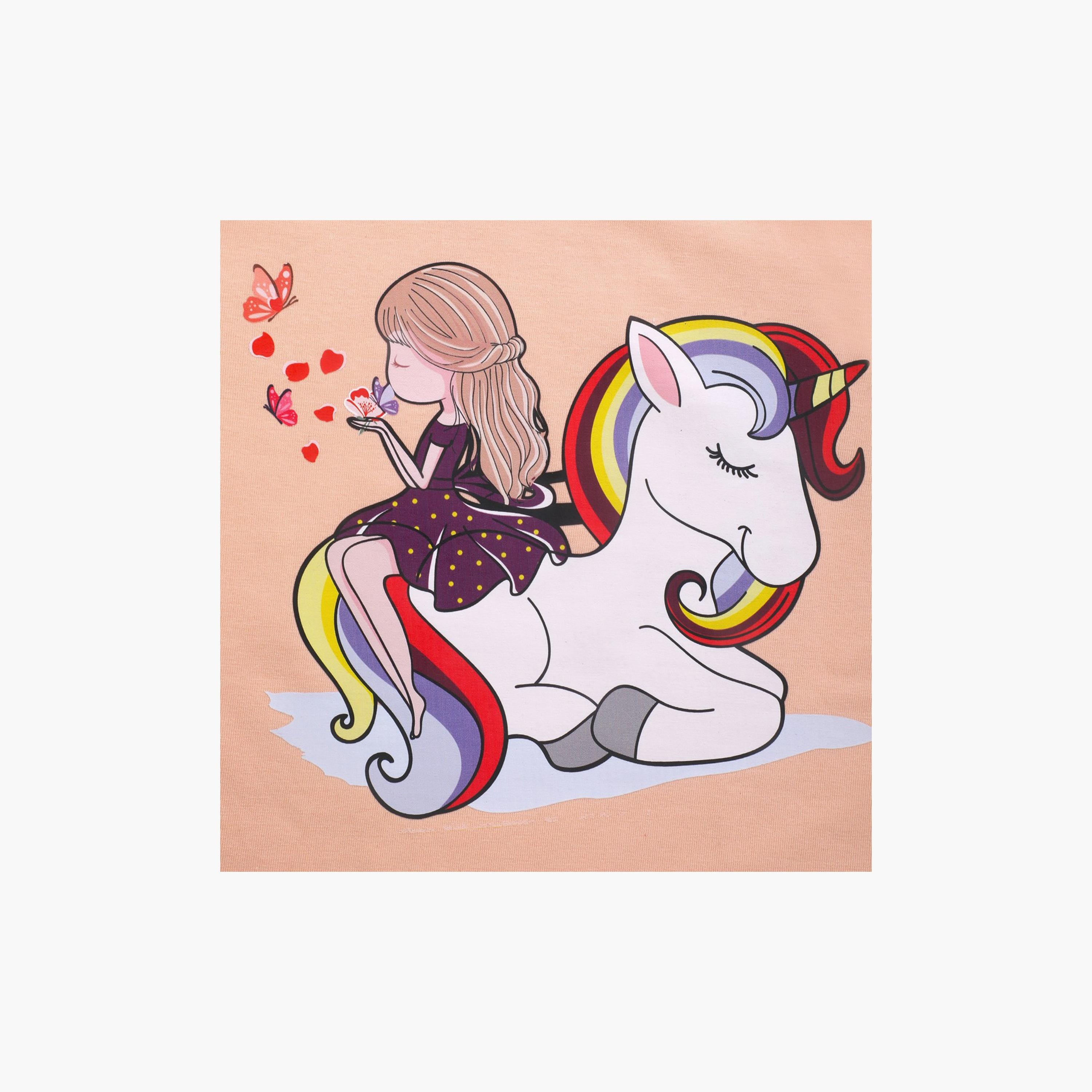 Babyqlo Cute Unicorn With Girl Printed Top-girls-clothing-tshirts-image-4