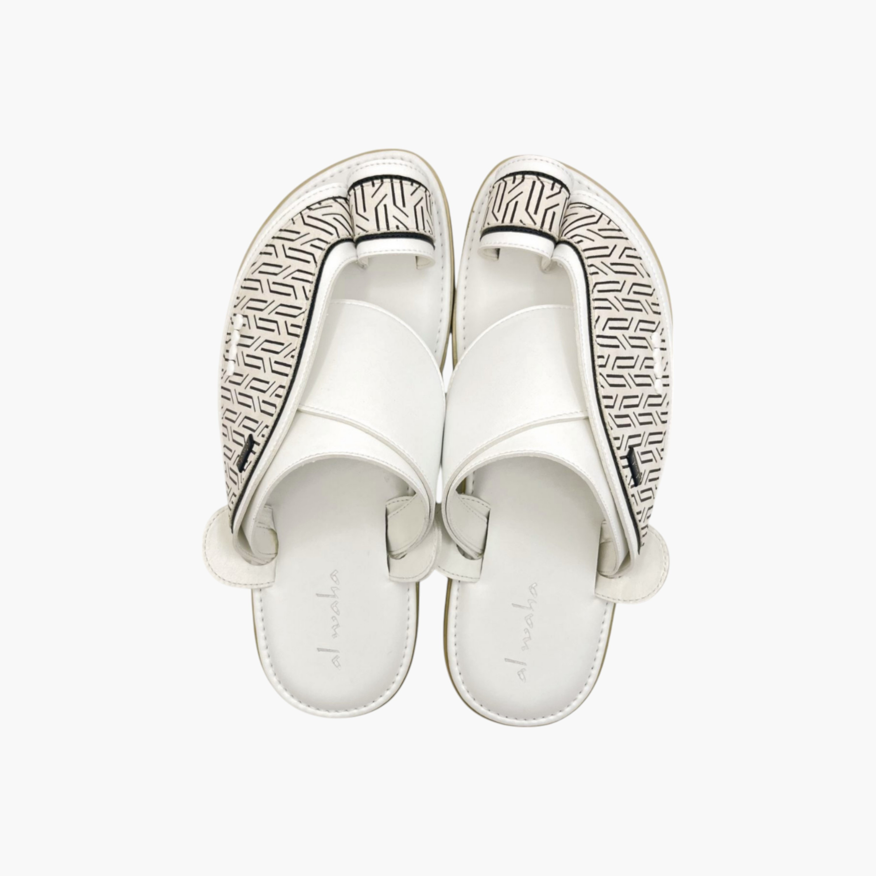 Al Waha Textured Slip-On Arabic Sandals with Toe Loop Detail-men-shoes-sandals-image-1