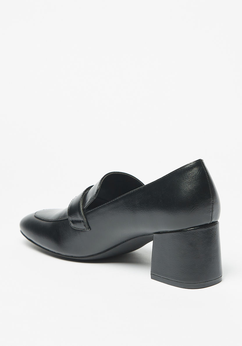 Celeste Women's Solid Slip-On Loafers with Block Heels-Women%27s Heel Shoes-image-2