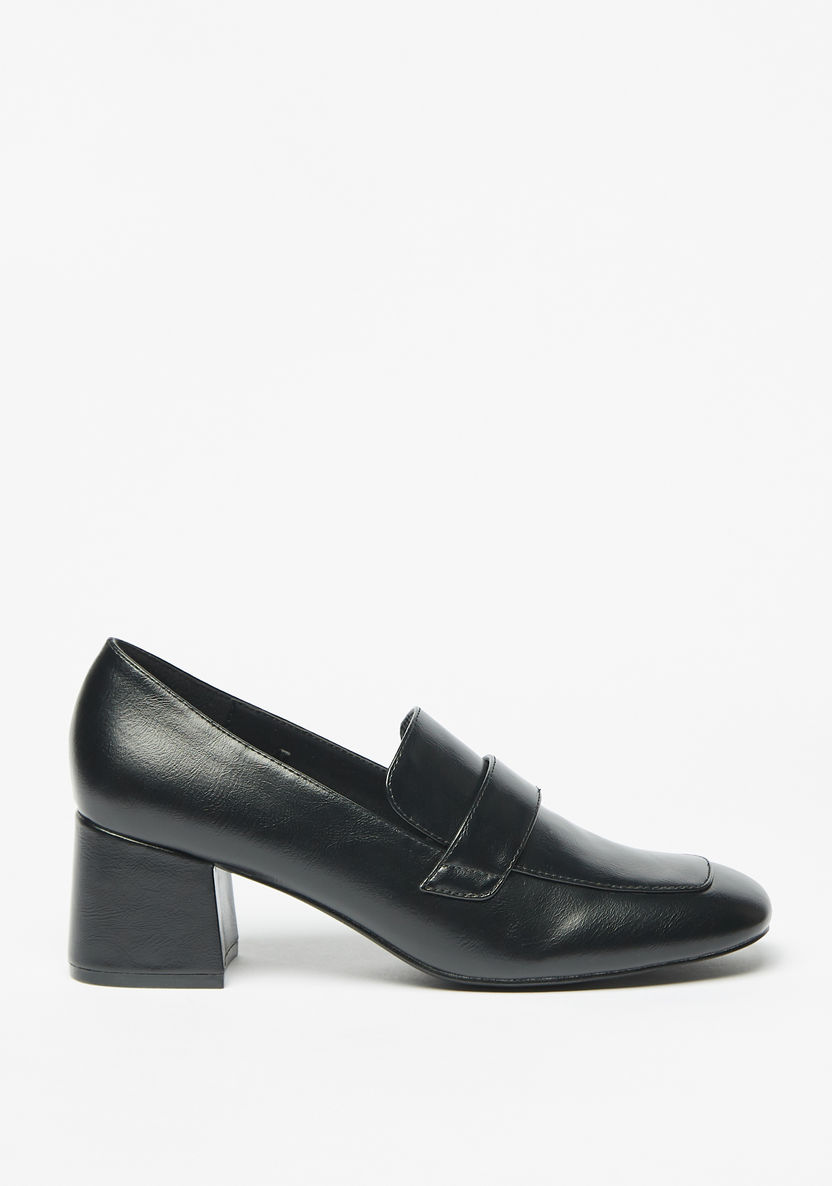 Celeste Women's Solid Slip-On Loafers with Block Heels-Women%27s Heel Shoes-image-3