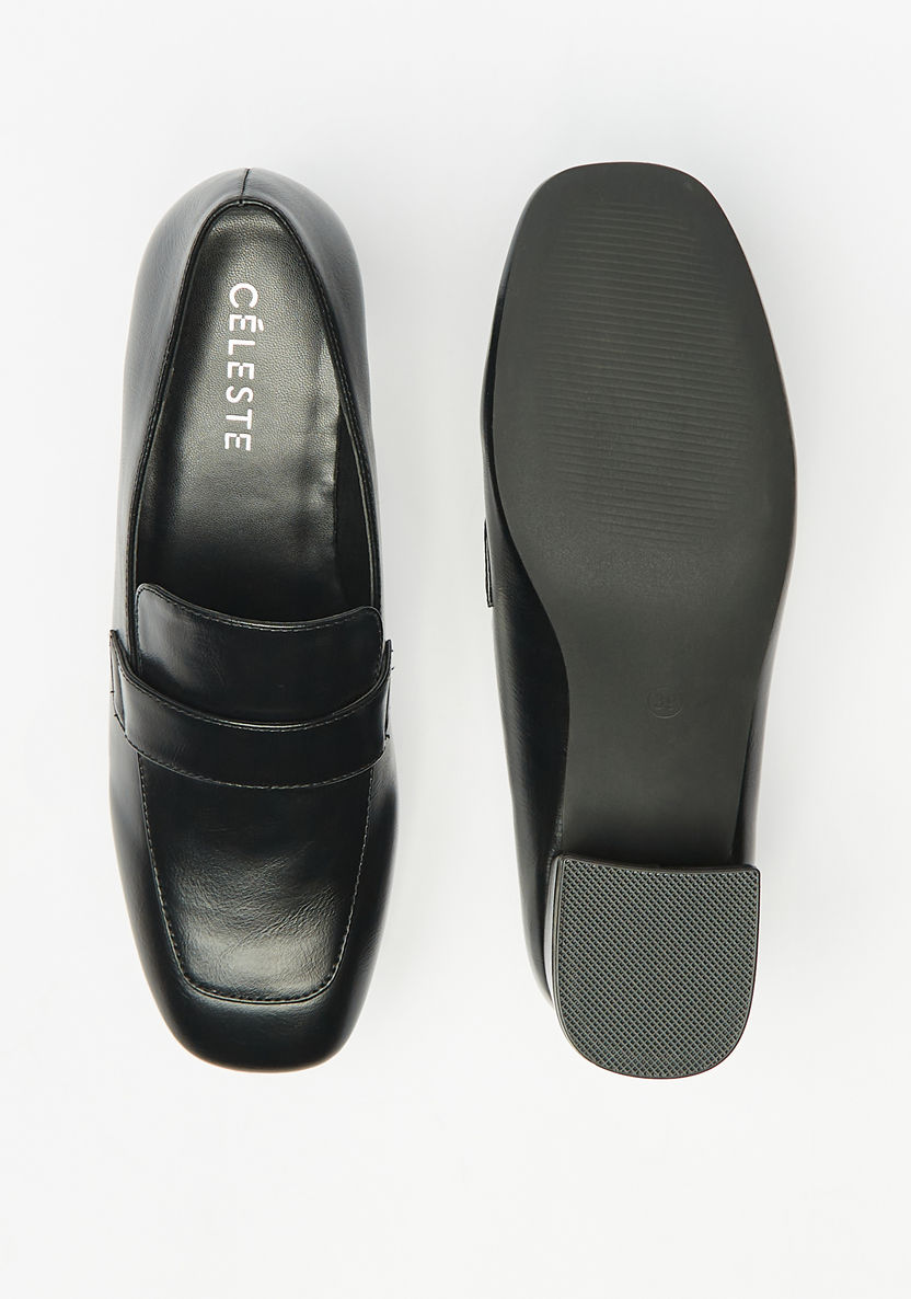 Celeste Women's Solid Slip-On Loafers with Block Heels-Women%27s Heel Shoes-image-4