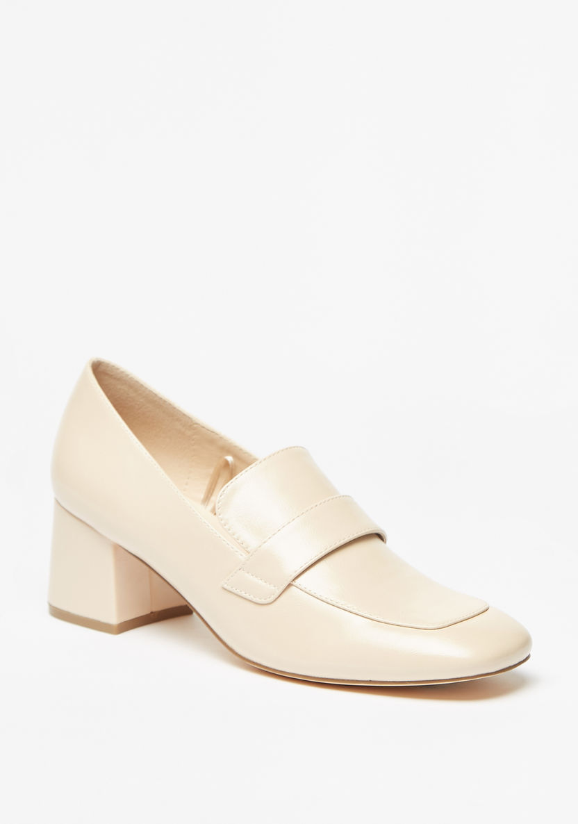 Celeste Women's Solid Slip-On Loafers with Block Heels-Women%27s Heel Shoes-image-0