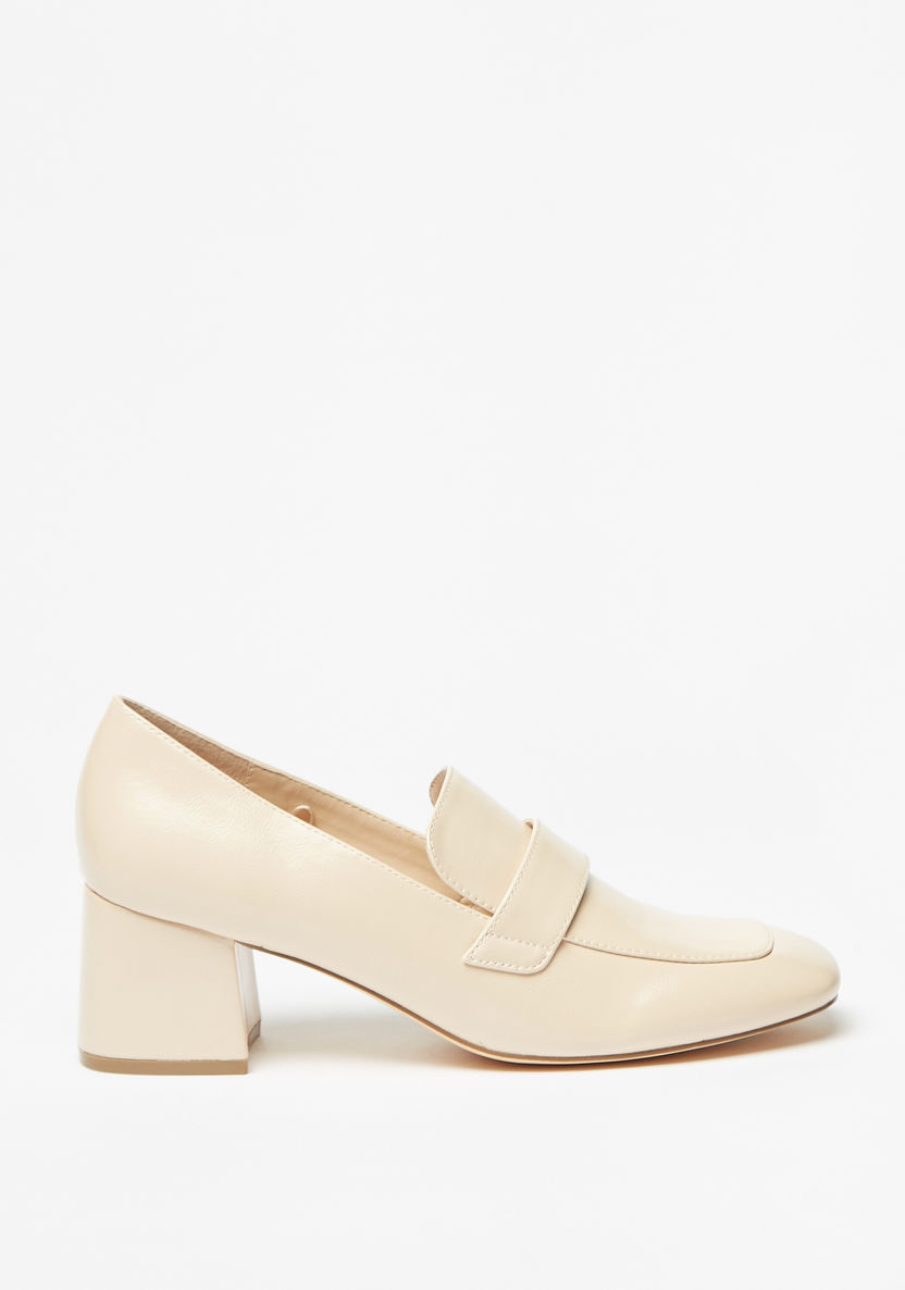 Celeste Women's Solid Slip-On Loafers with Block Heels-Women%27s Heel Shoes-image-3