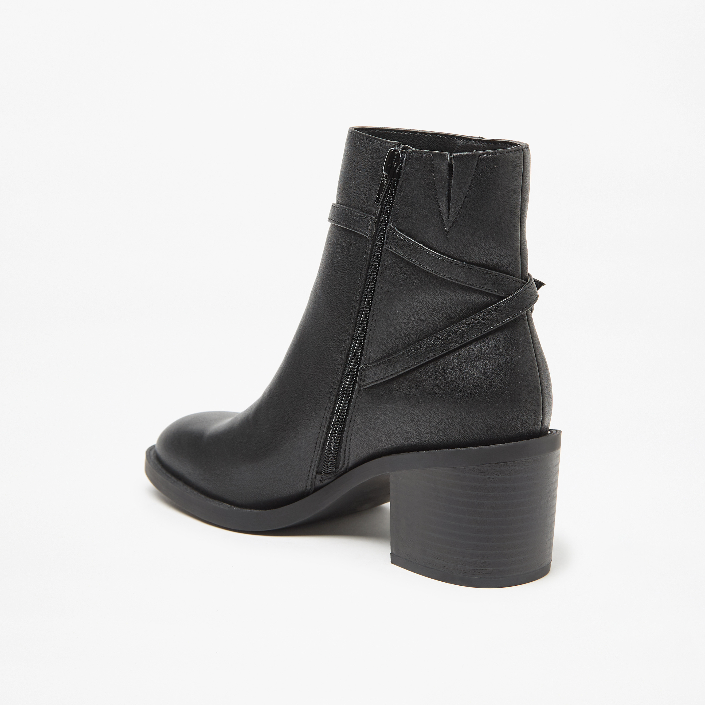 بوت طول الكاحل سادة بكعب سميك وسحاب إغلاق من فلورا بيلا-women-shoes-boots-image-2