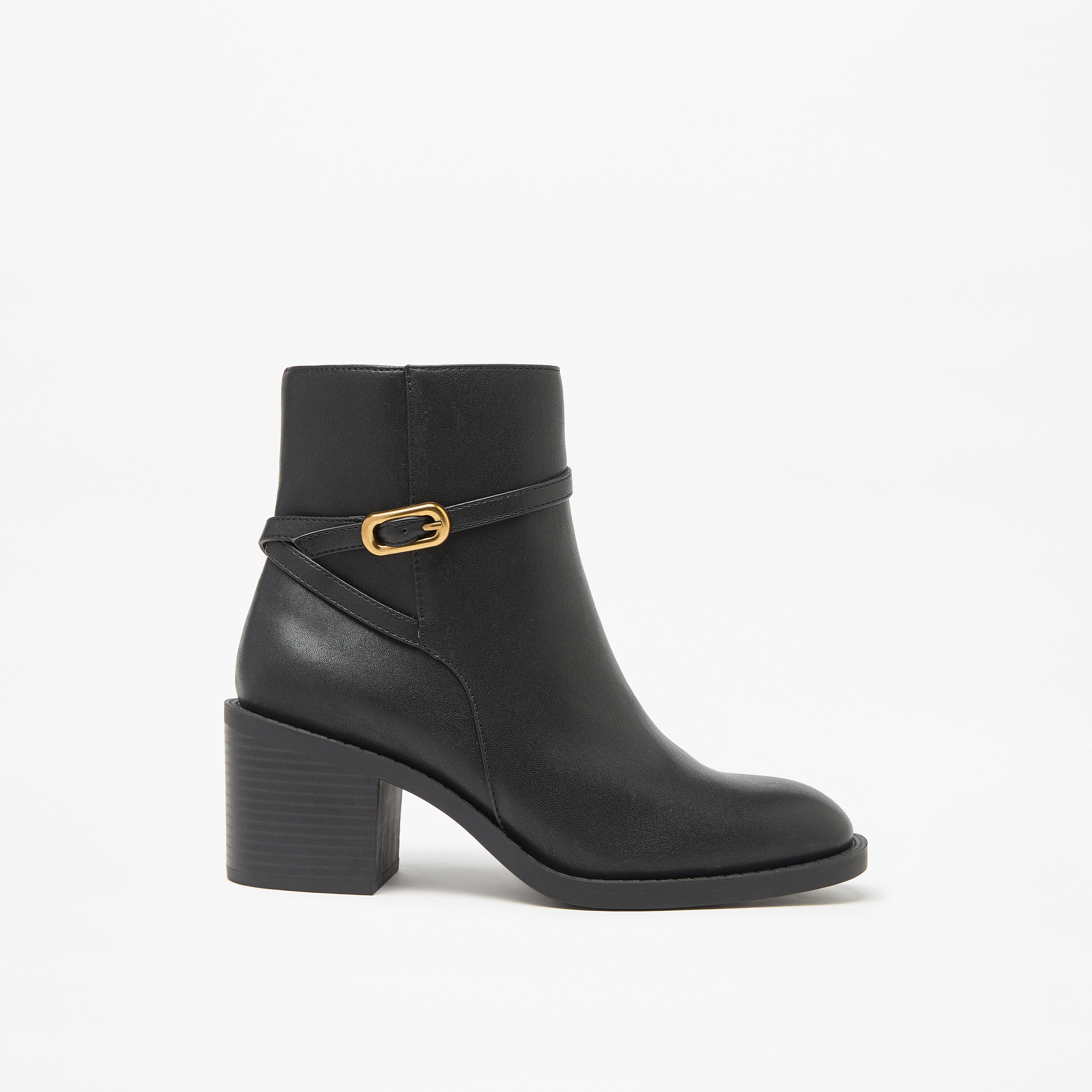 بوت طول الكاحل سادة بكعب سميك وسحاب إغلاق من فلورا بيلا-women-shoes-boots-image-3