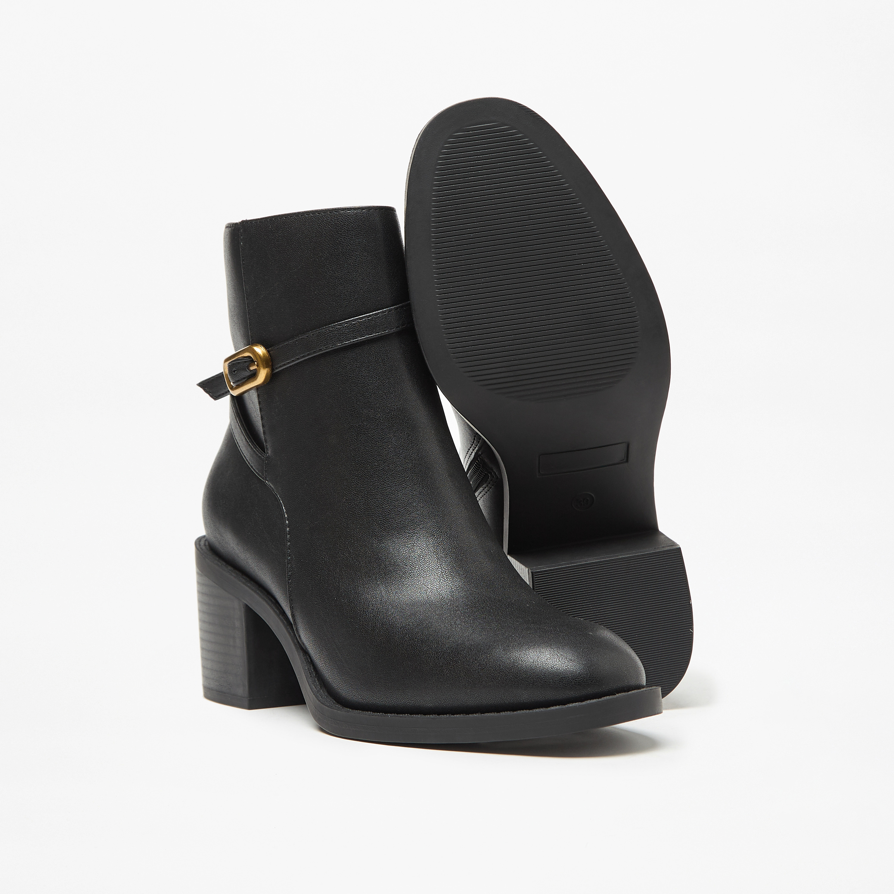 بوت طول الكاحل سادة بكعب سميك وسحاب إغلاق من فلورا بيلا-women-shoes-boots-image-4