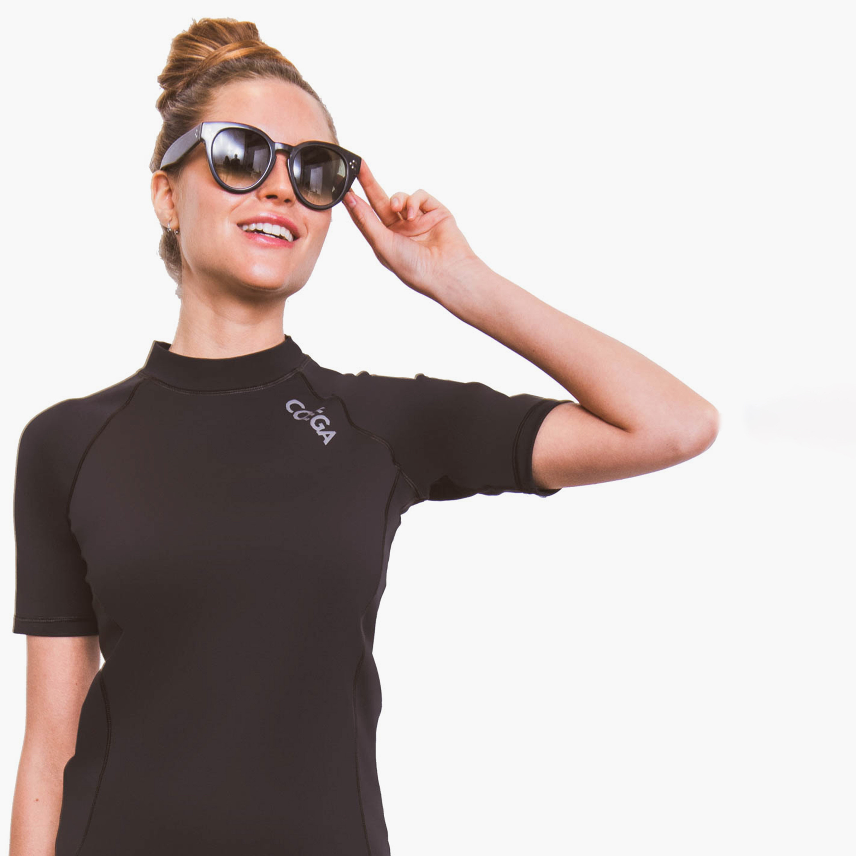  راش جارد بأكمام قصيرة للنساء مع لون اسود من كويغا-women-clothing-swimandbeach-swimsuits-image-3