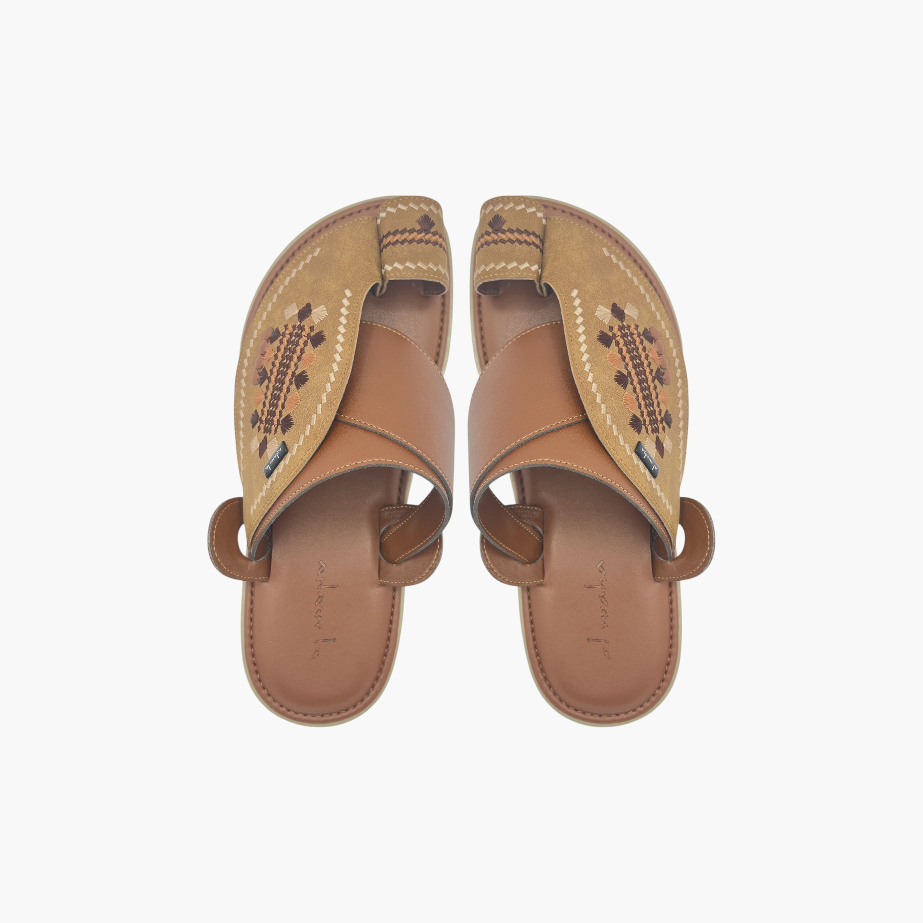 Al Waha Textured Slip-On Arabic Sandals with Toe Loop Detail-men-shoes-sandals-image-1