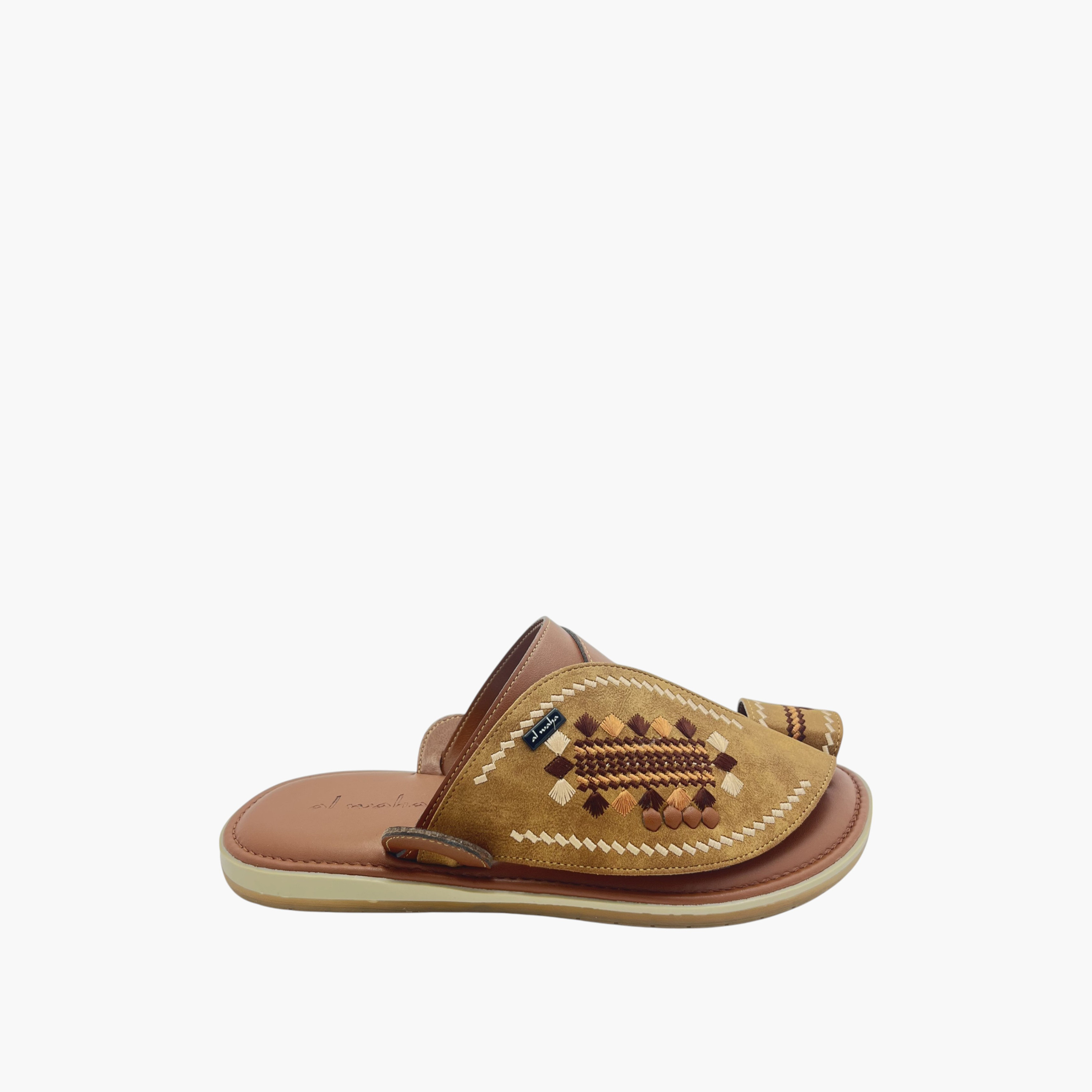 Al Waha Textured Slip-On Arabic Sandals with Toe Loop Detail-men-shoes-sandals-image-2