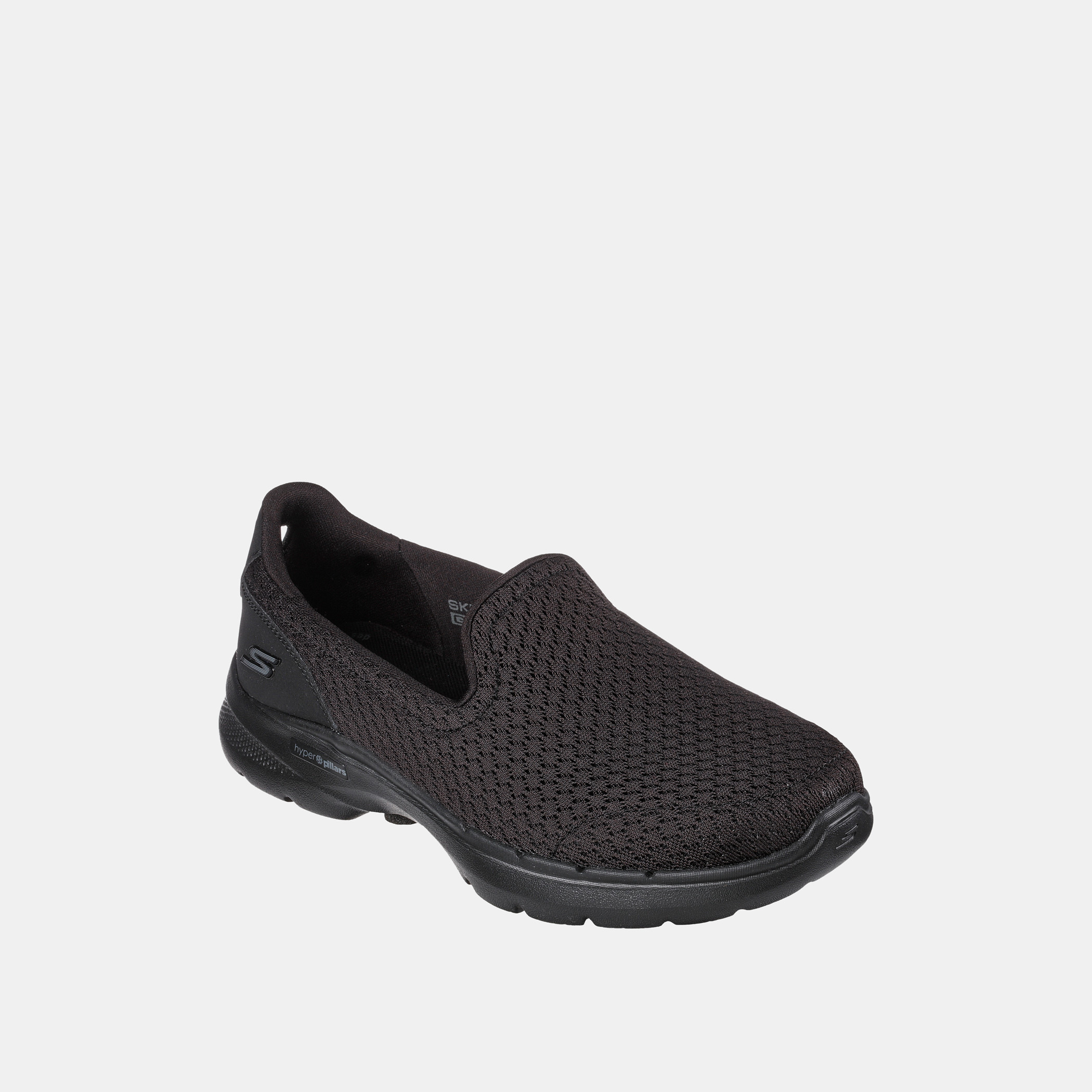 Black skechers walking discount shoes