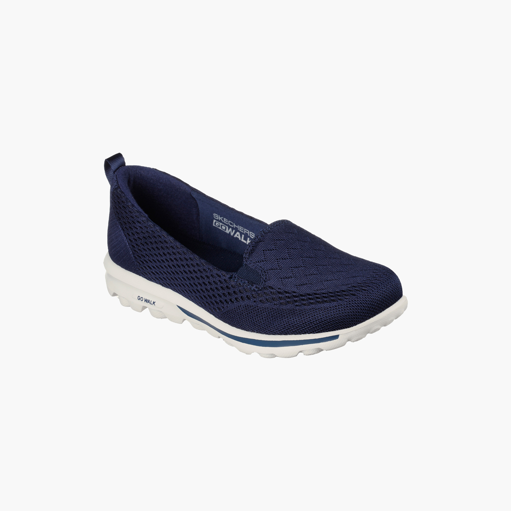 Skechers Navy Blue Self Design Air Cooled Slip On Walking Shoes