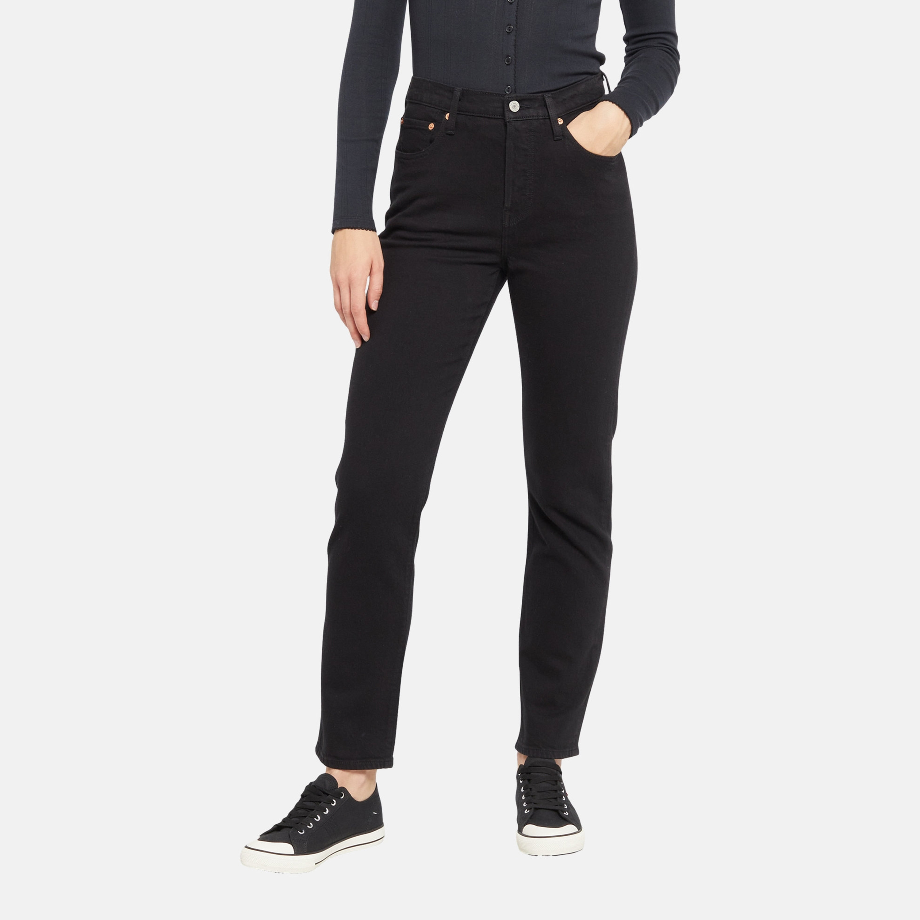 Levi's 501 Boyfriend Fit Black 5-Pocket Women's Jeans Inseam 30-women-clothing-bottoms-jeans-image-1
