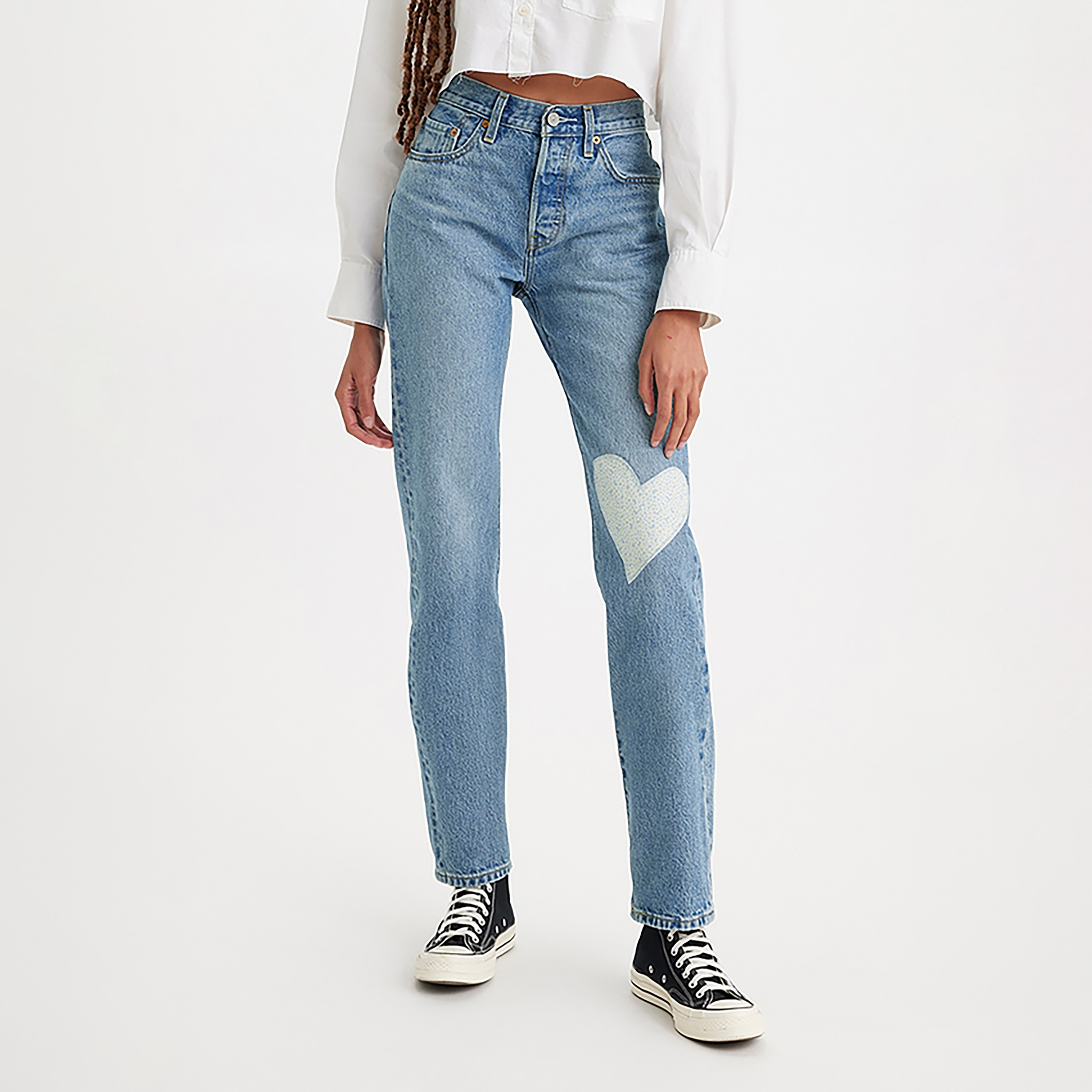 Levi's 501 Regular Fit Blue Plain Women's Jeans-women-clothing-bottoms-jeans-image-1