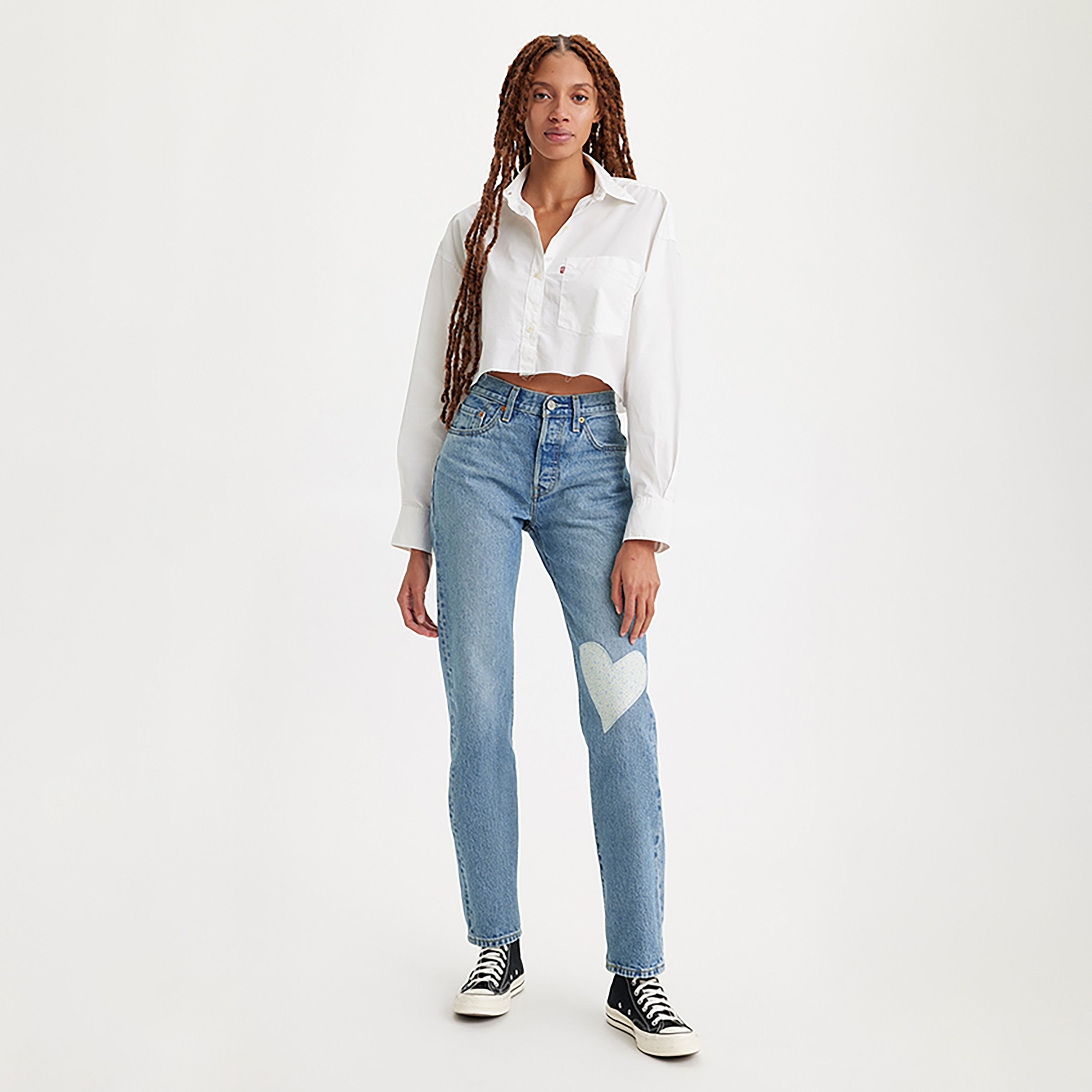 Levi's 501 Regular Fit Blue Plain Women's Jeans-women-clothing-bottoms-jeans-image-2