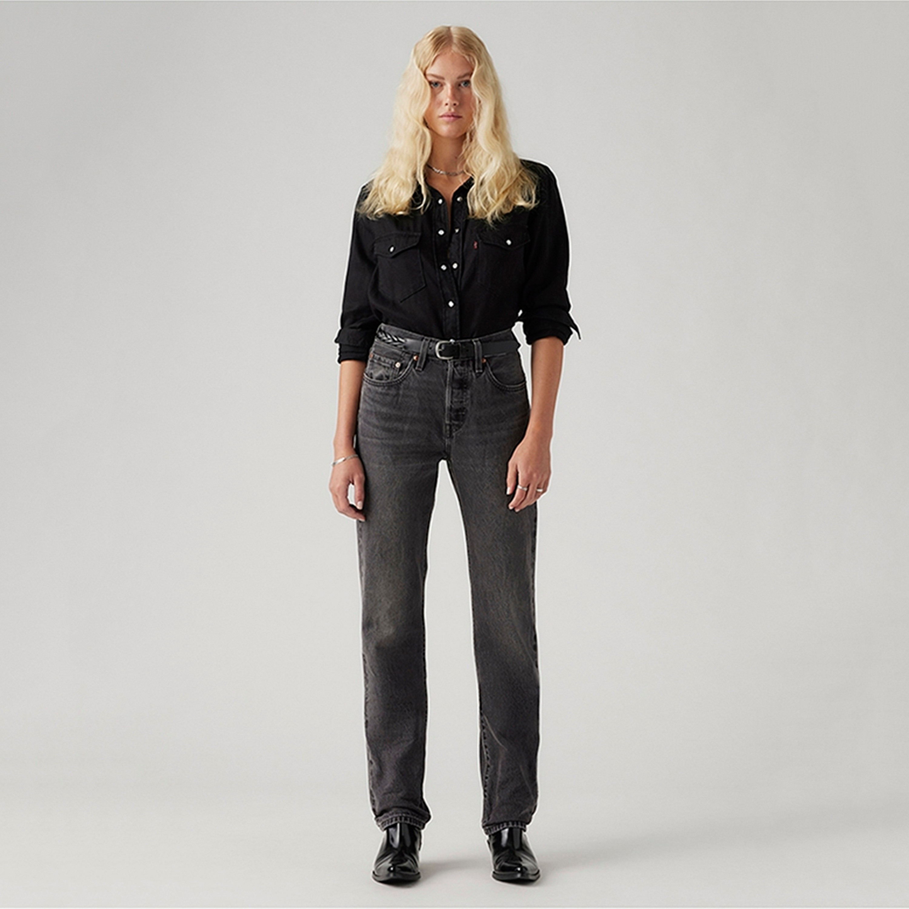 Levi's 501 Straight Fit Black 5-Pocket Women's Jeans Inseam 30-women-clothing-bottoms-jeans-image-1