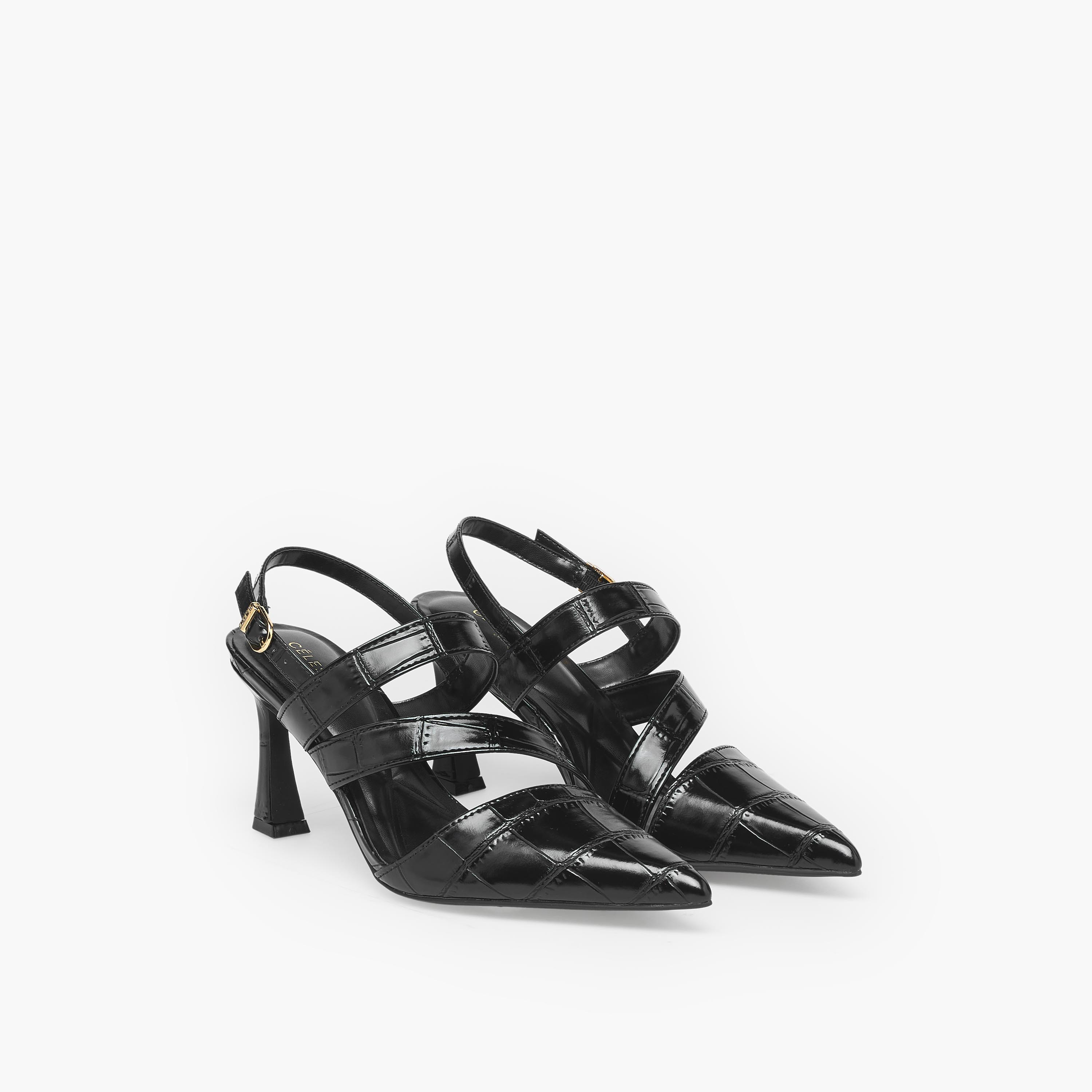 صندل بكعب ستيليتو ومقدمة مدببة بارزة الملمس من سيليست-women-shoes-sandals-heeled-image-1