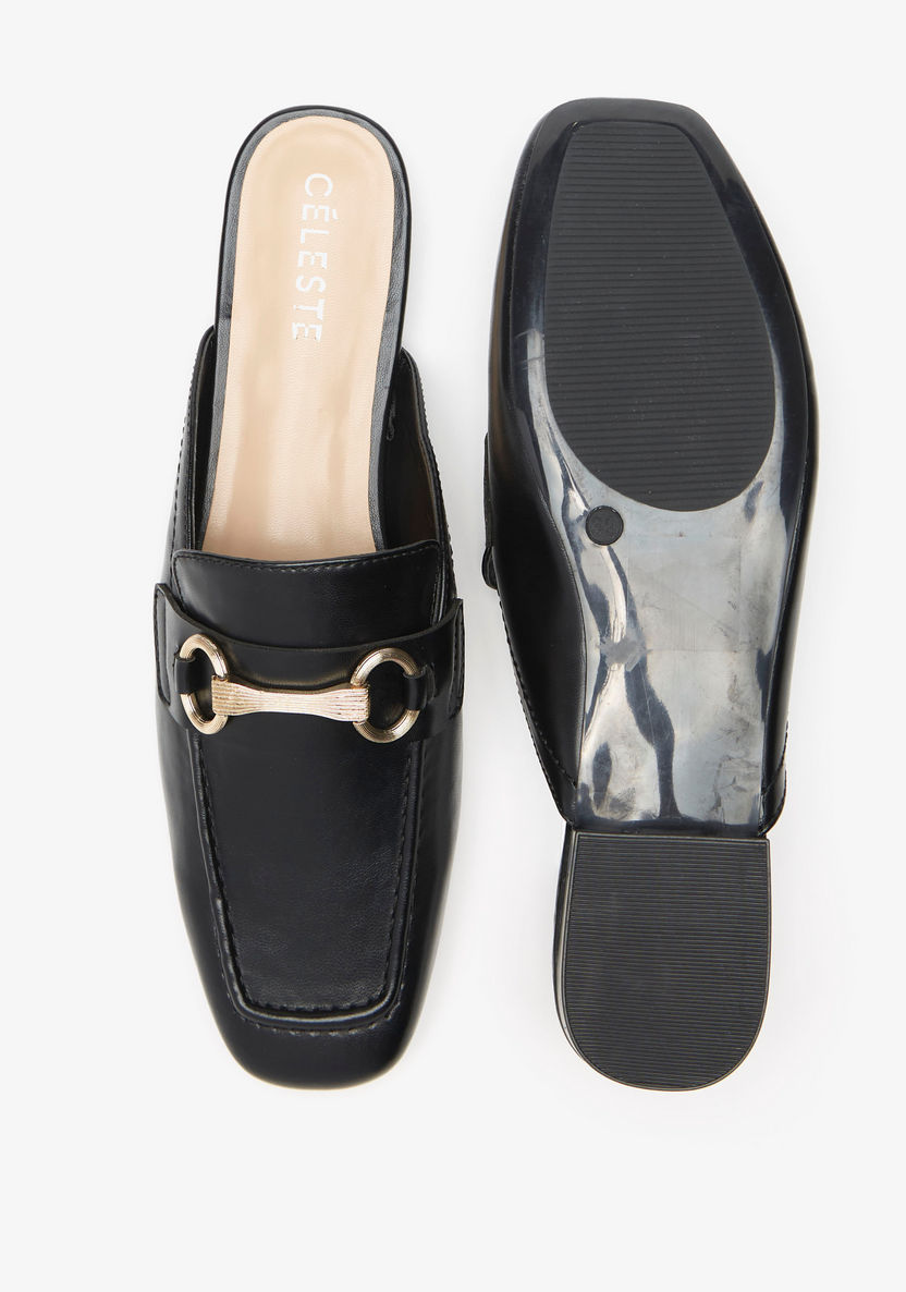 Celeste Women's Logo Detail Slip-On Mules with Block Heels-Women%27s Casual Shoes-image-3