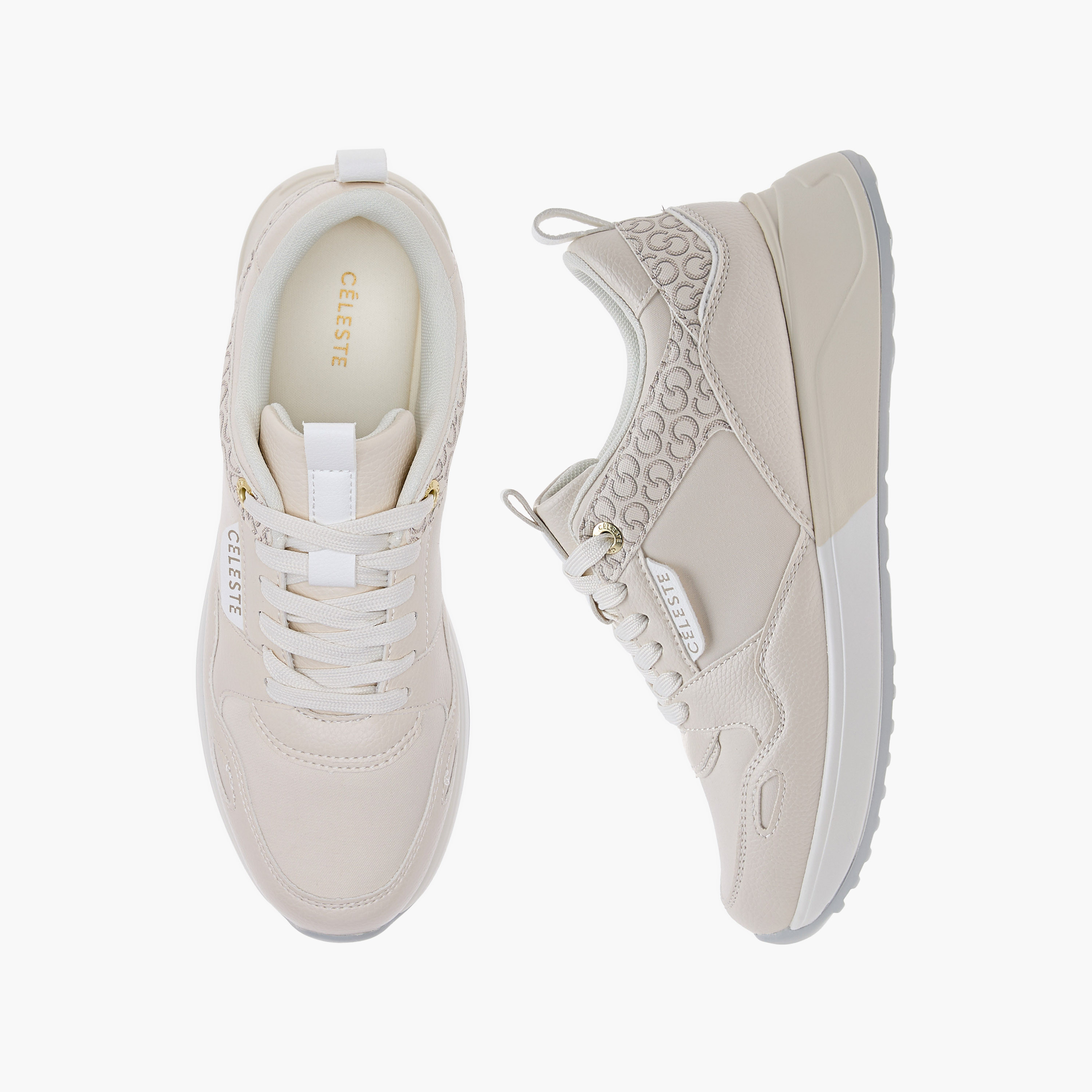 Celeste Women's Monogram Print Sneakers with Lace-Up Closure-women-shoes-sneakers-image-1