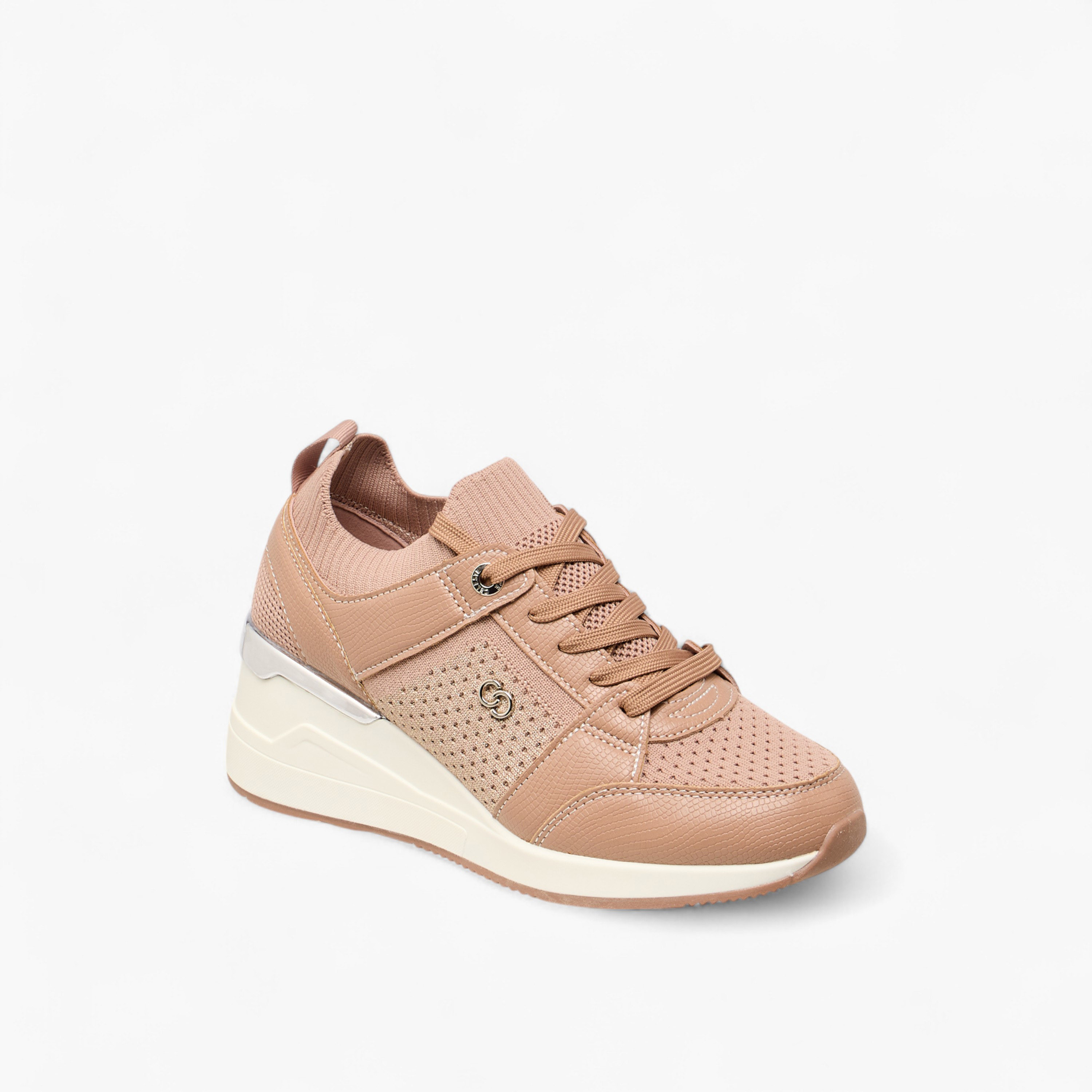 Celeste Women's Textured Lace-Up Wedge Heeled Sneakers-women-shoes-sneakers-image-3