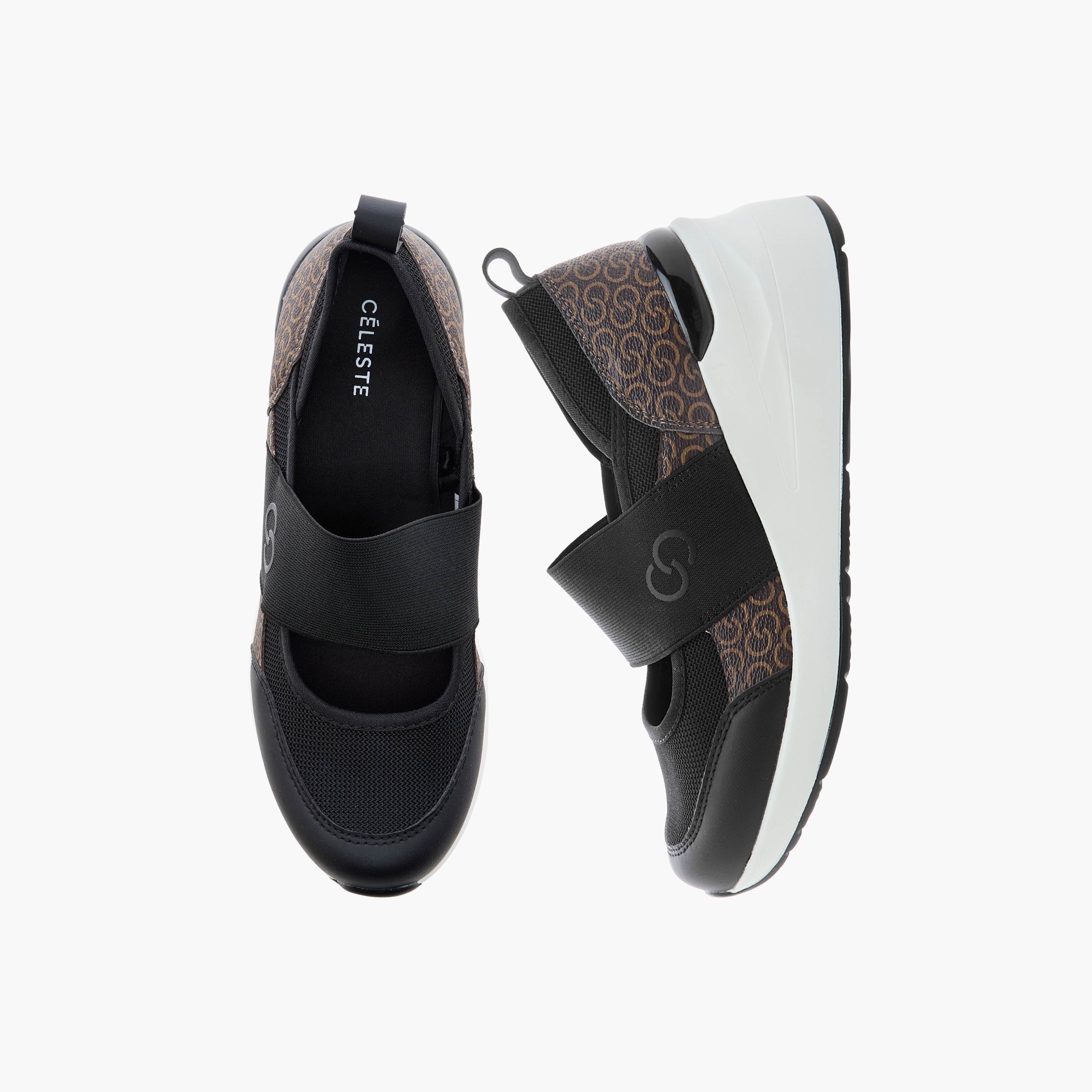 حذاء سنيكرز سهل الارتداء بكعب ويدج وطبعات مونوجرام للنساء من سيليست-women-shoes-sneakers-image-1