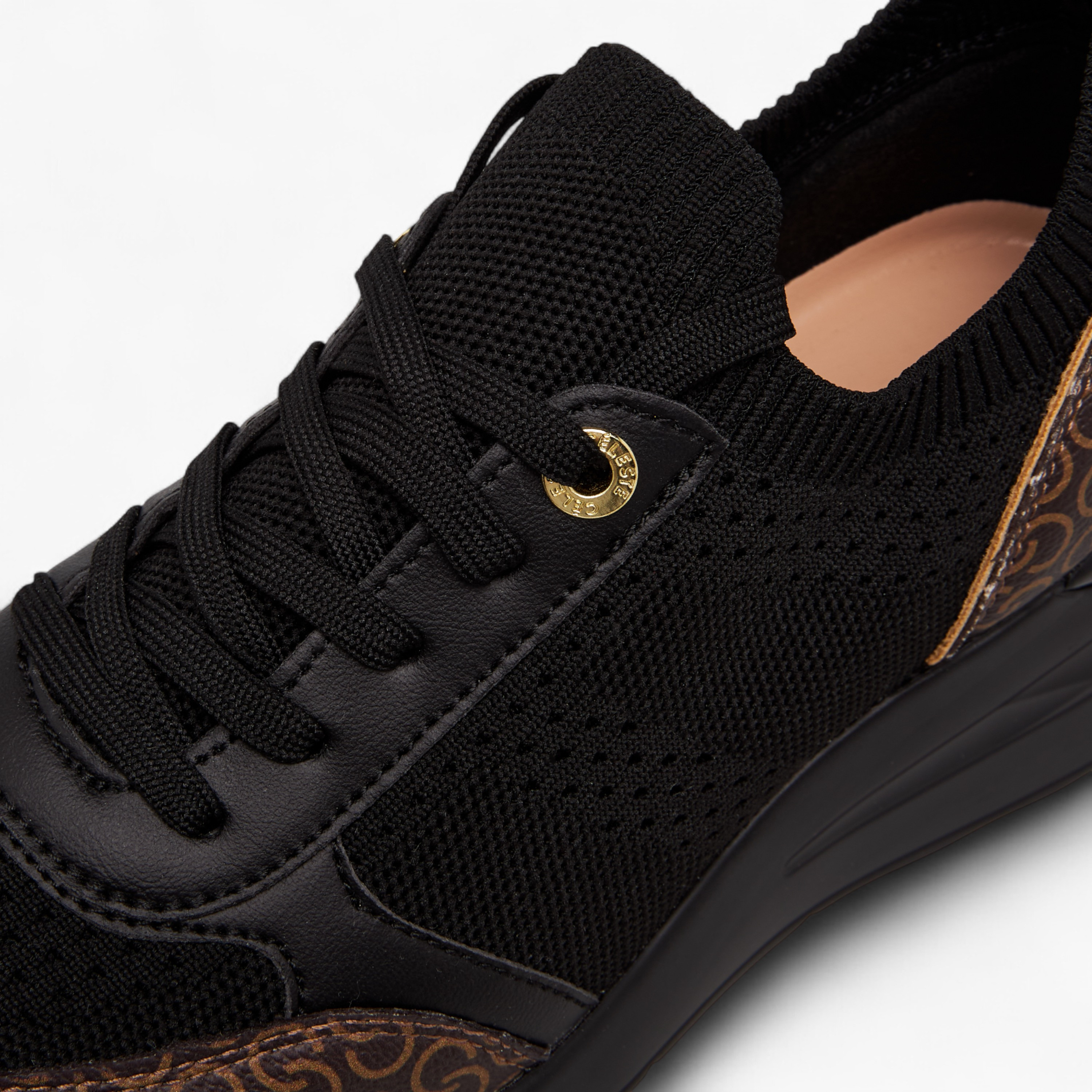 Celeste Women's Monogram Print Lace-Up Sneakers with Wedge Heel-women-shoes-sneakers-image-9