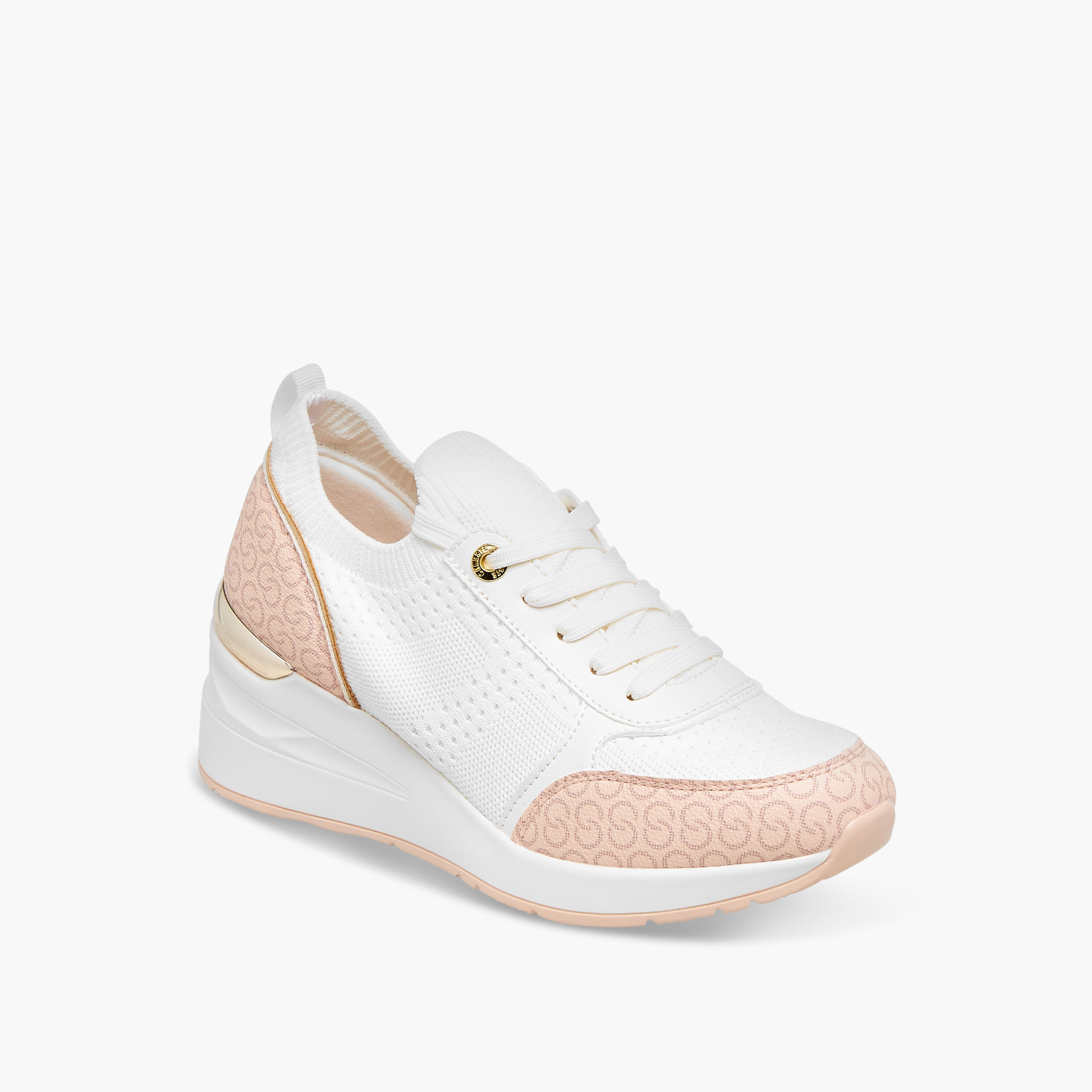 Celeste Women's Monogram Print Lace-Up Sneakers with Wedge Heel-women-shoes-sneakers-image-2