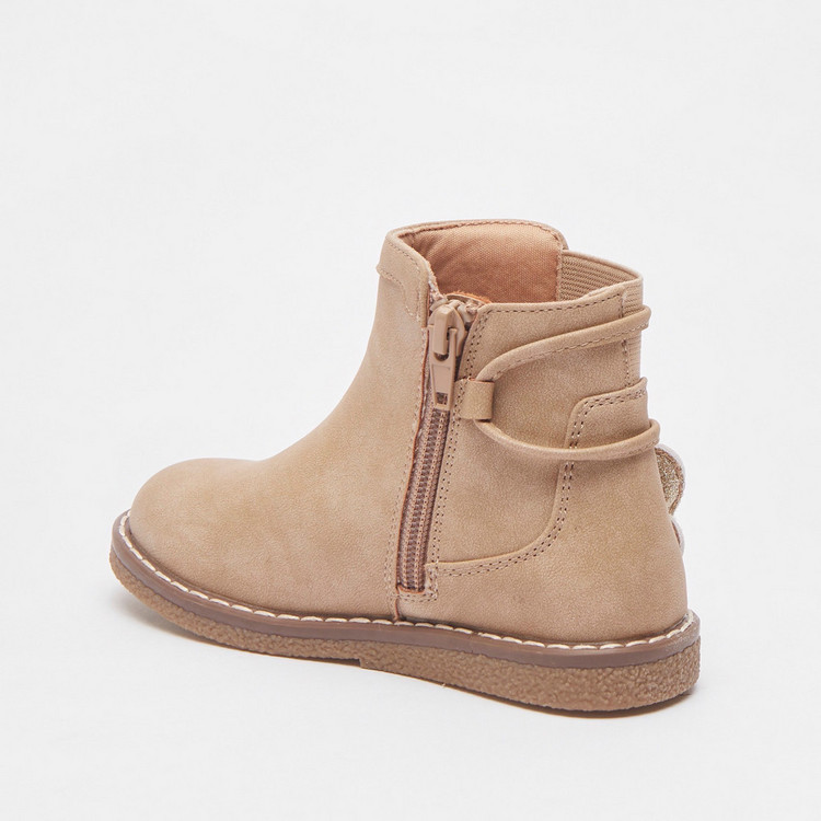 Juniors Heart Accented Boots with Zip Closure