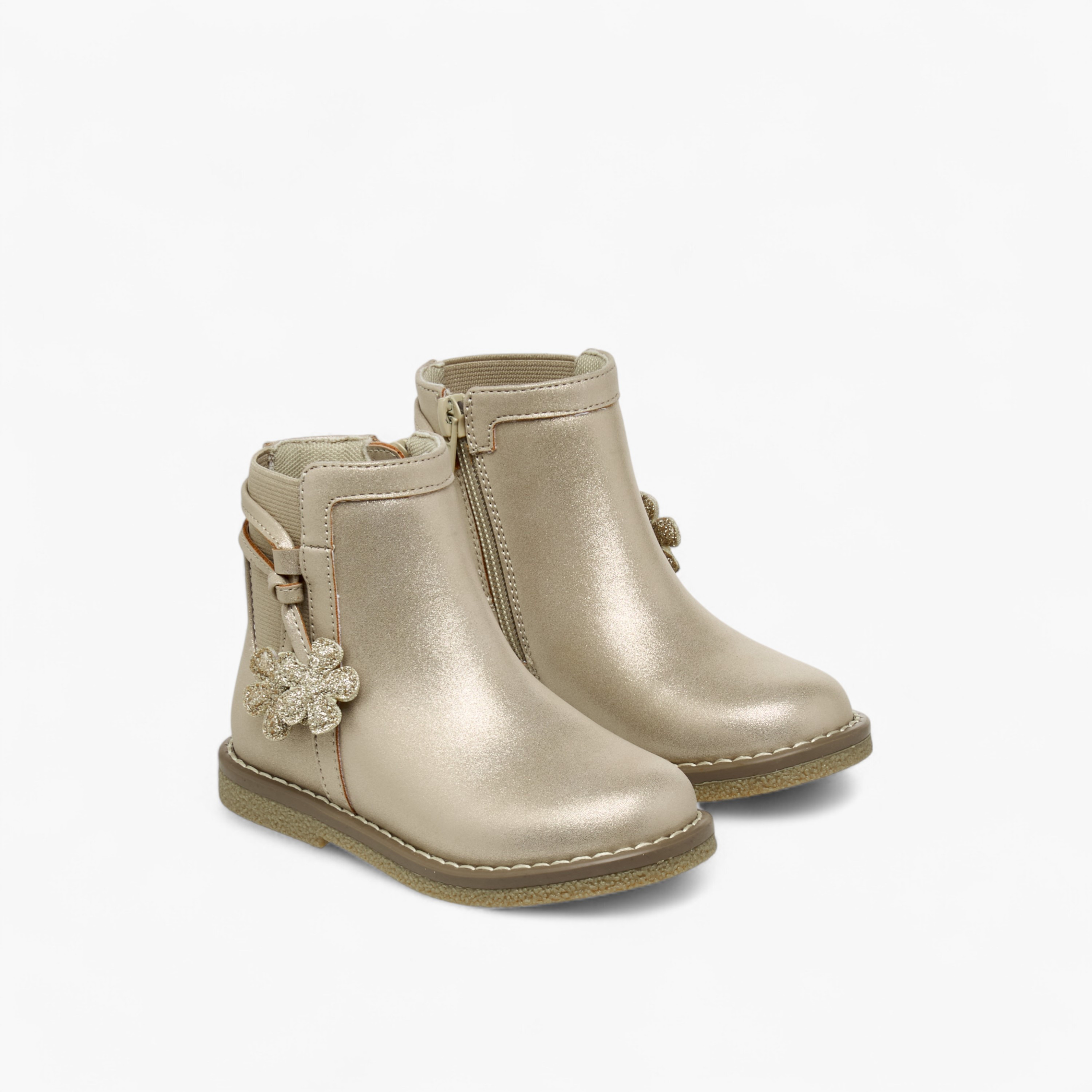 Juniors Solid Ankle Boots with Zip Closure-girls-shoes-boots-image-1